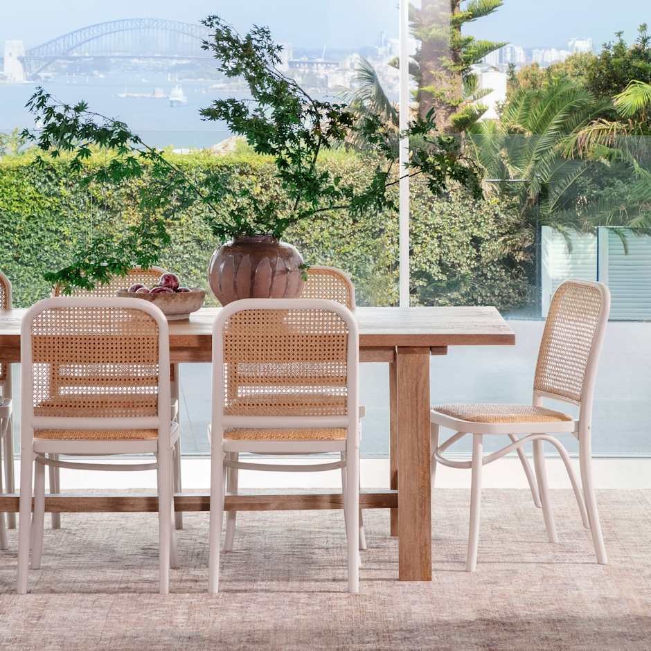White rattan dining chair cheap