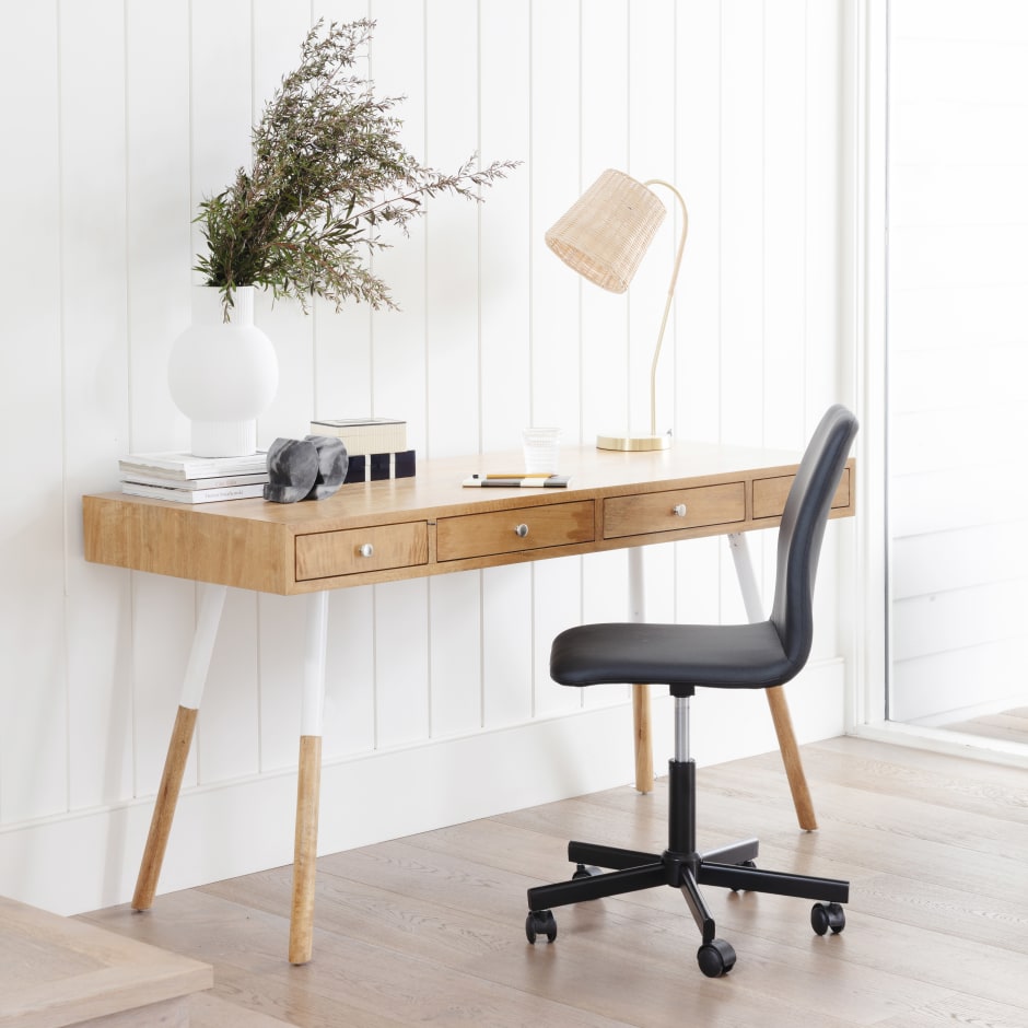 White timber desk deals