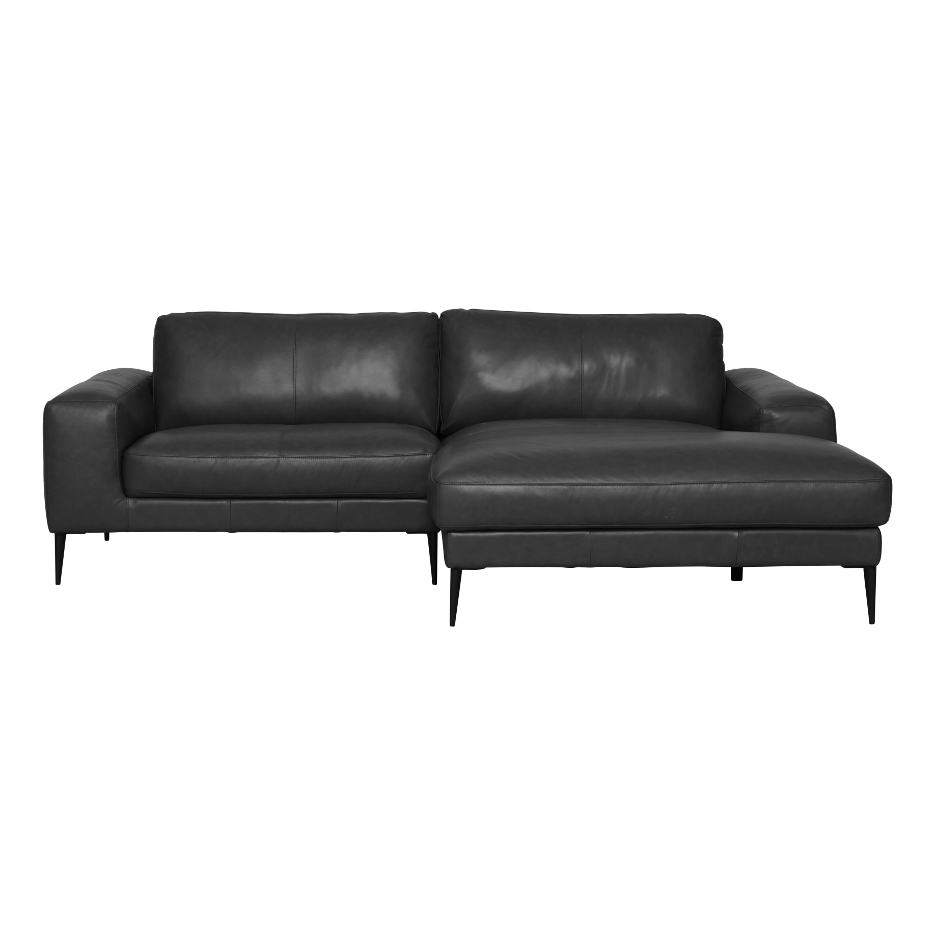 Amory Double Chaise Sofa RHF in Alpine Leather Black