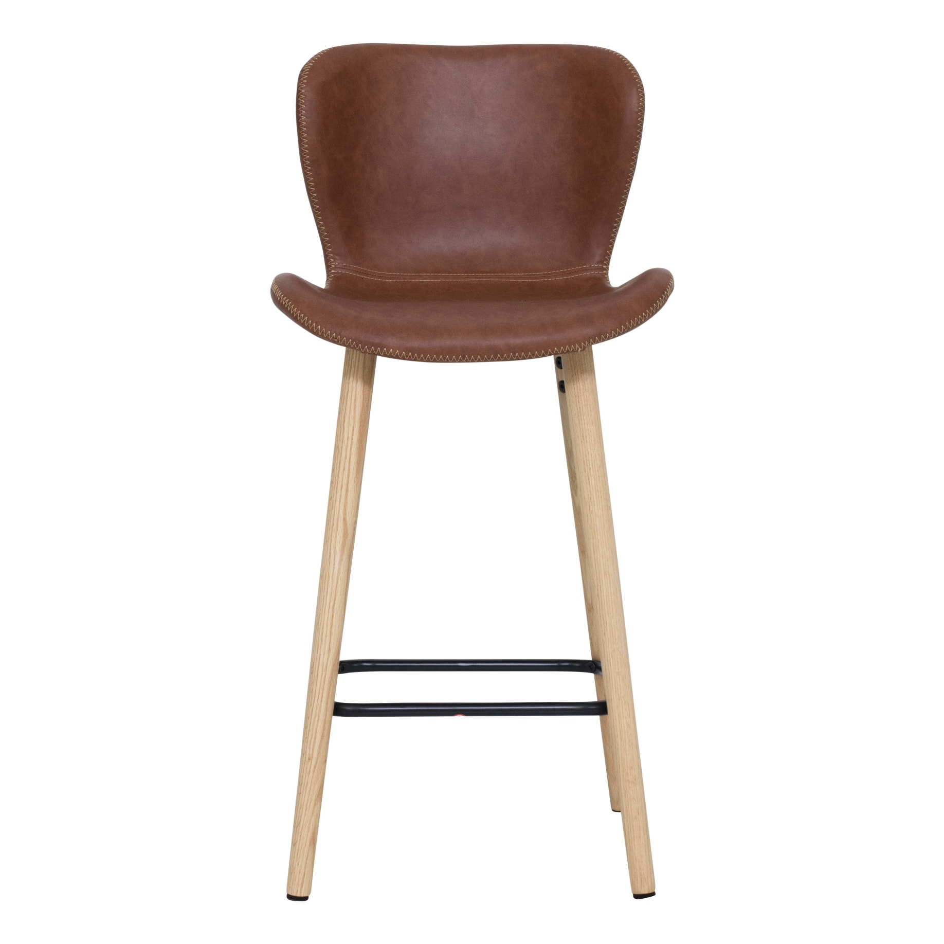 Batilda Bar Chair in Brandy PU / Oak Leg