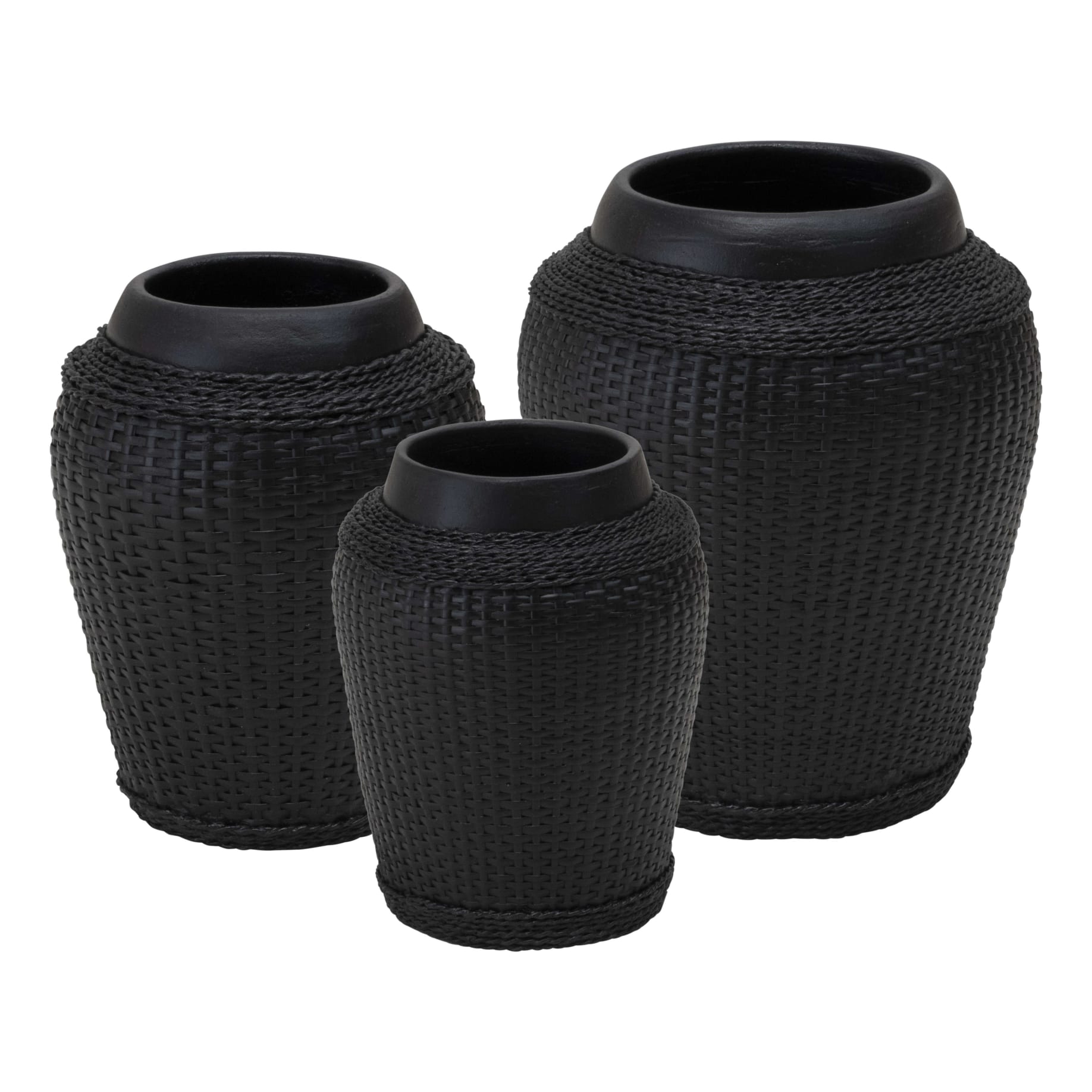 Bamboo Wrap Vase Set of 3 in Black