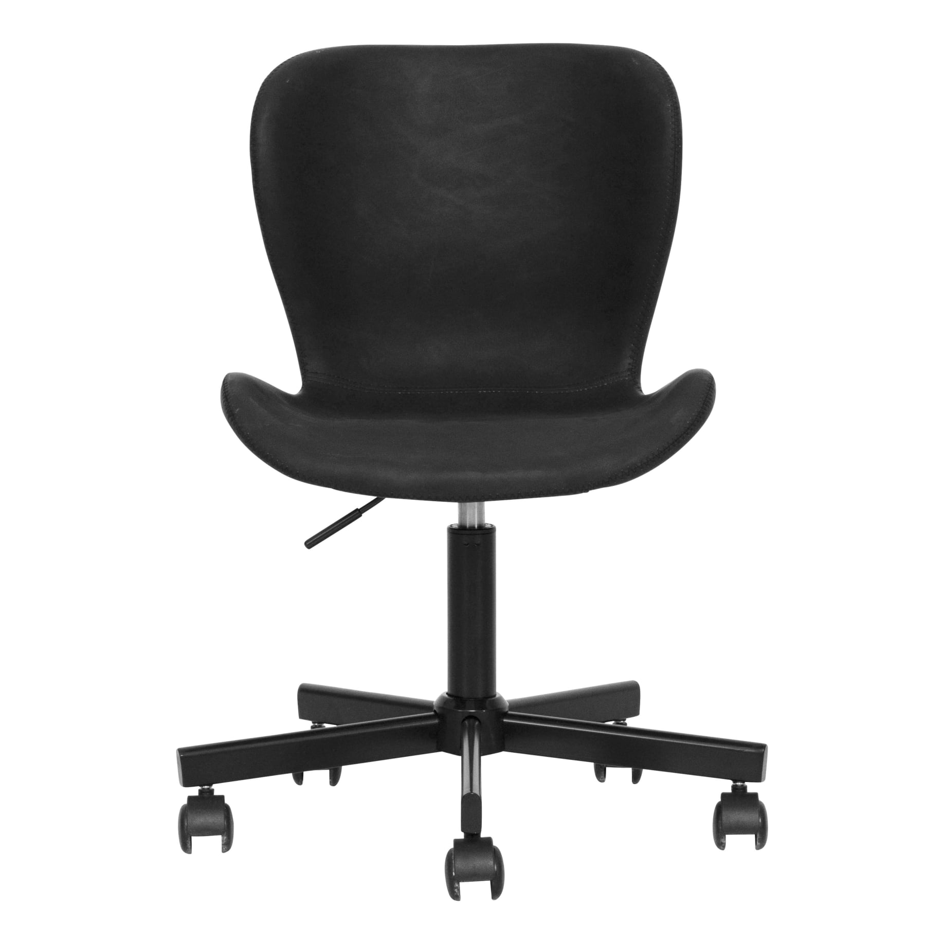 Batilda Desk Chair in Black PU / Black Rollers