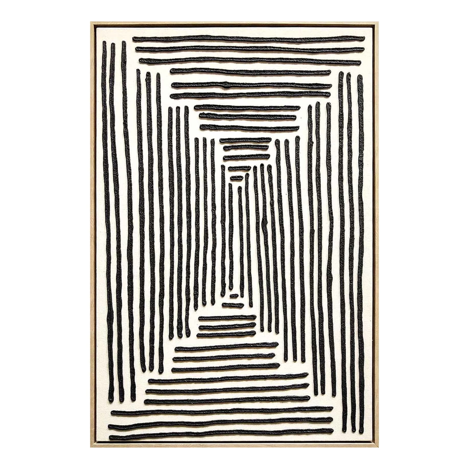 Black Lines B Box Framed Canvas in 60 x 90cm