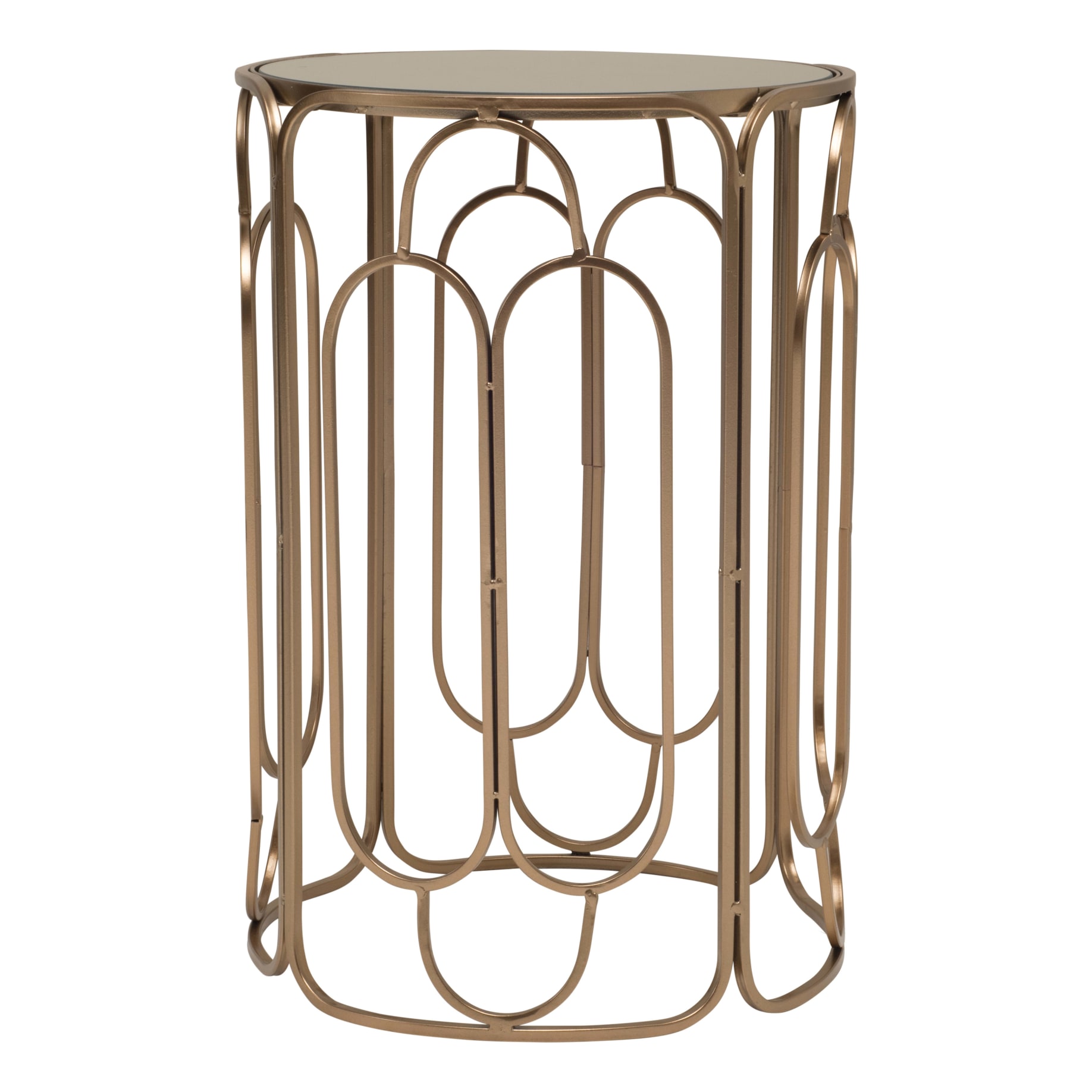 Celeste Round Side Table High 41.5cm in Copper Gold / Mirror