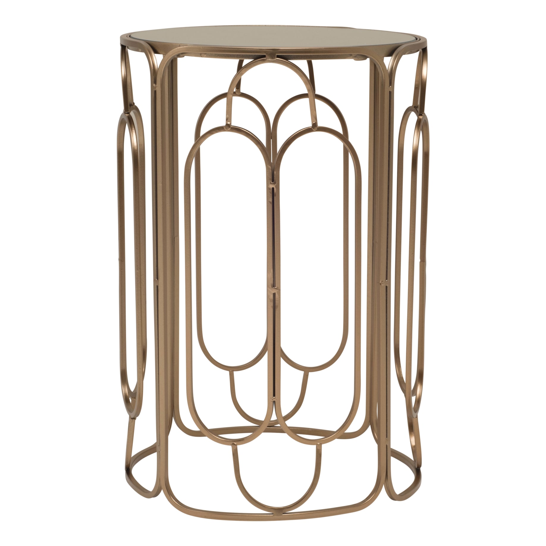 Celeste Round Side Table Low 36cm in Copper Gold / Mirror