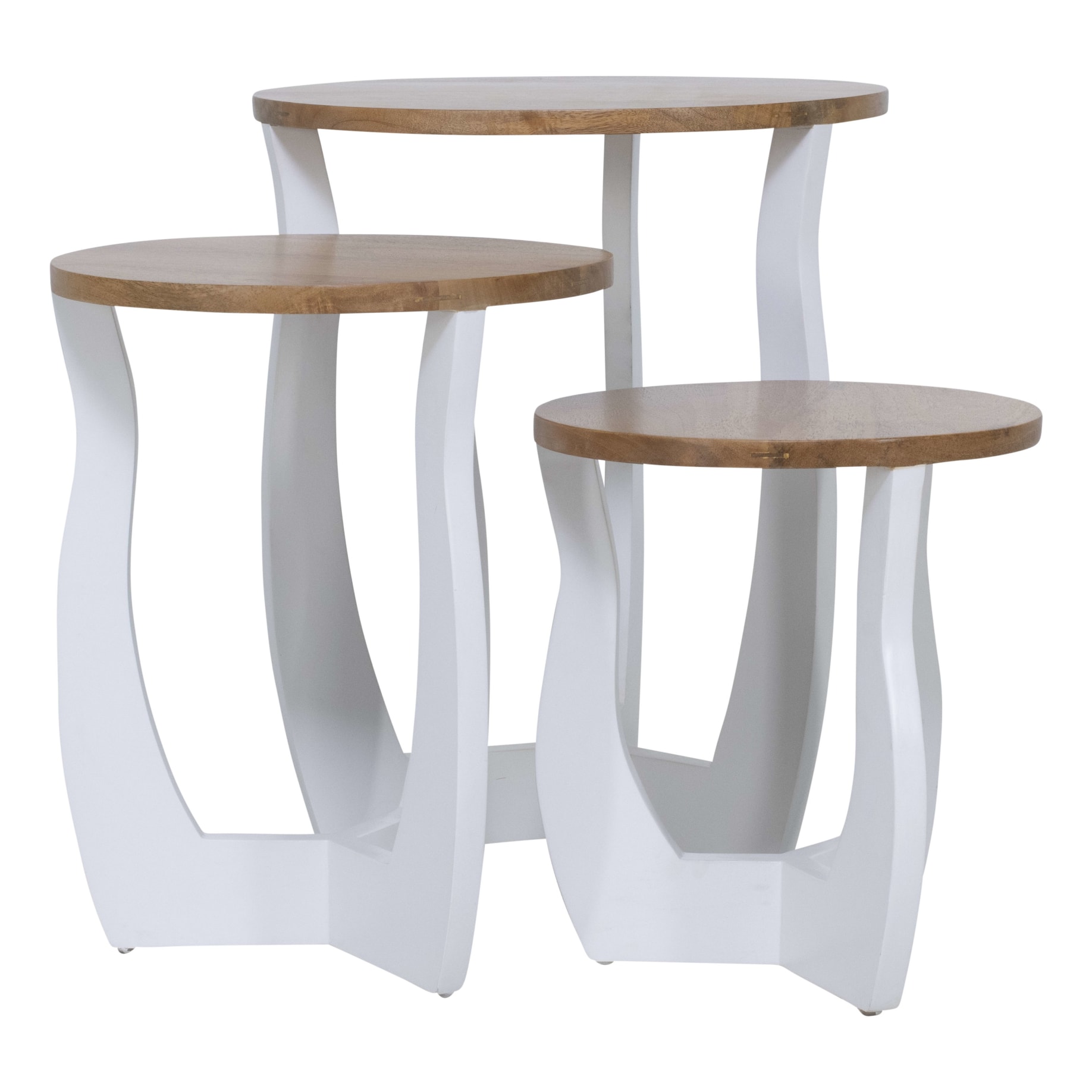 Coco Nest of 3 Tables in Mangowood /  White Leg