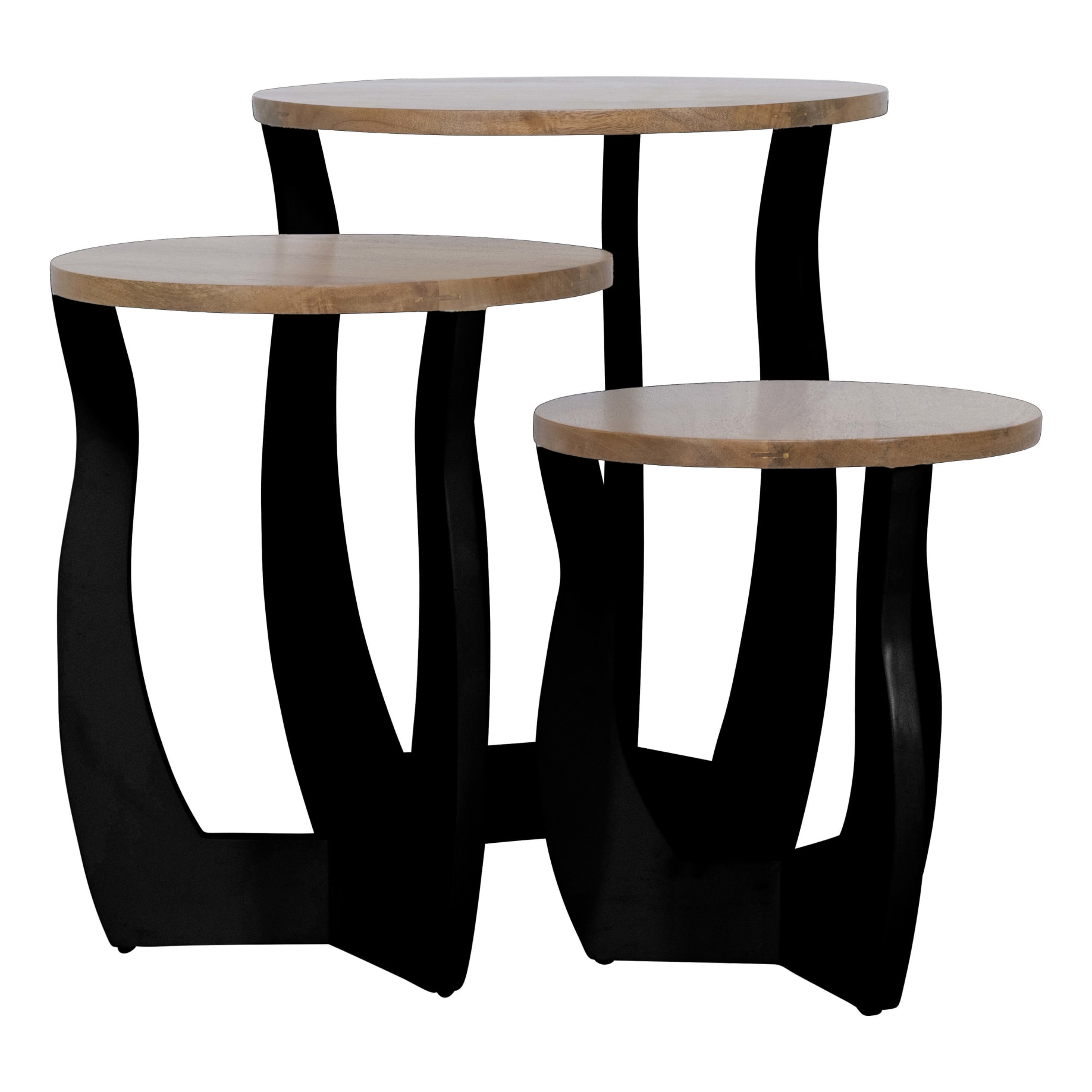 Coco Nest of 3 Tables in Mangowood / Black Leg