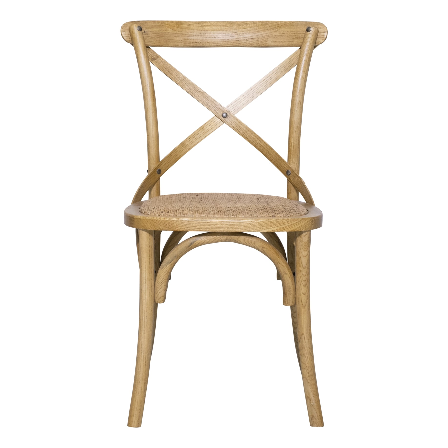 Cristo Cross Back Chair in Natural Oak Stain / Rattan