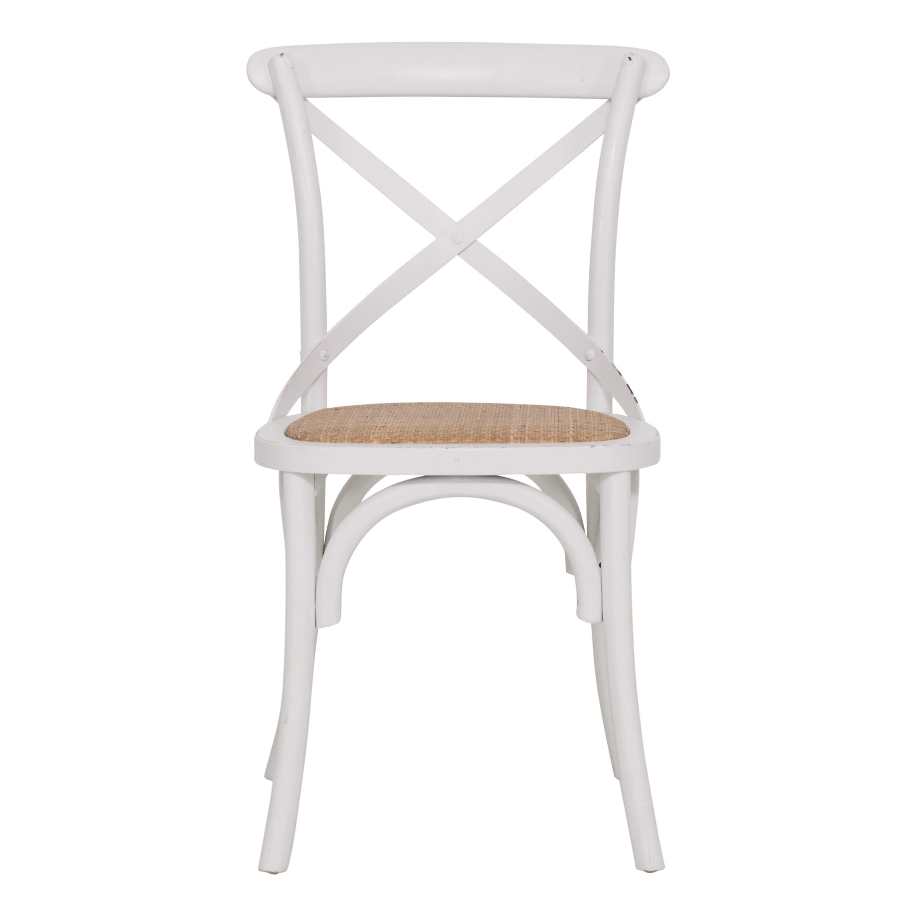 Cristo Cross Back Chair in Weathered White / Rattan