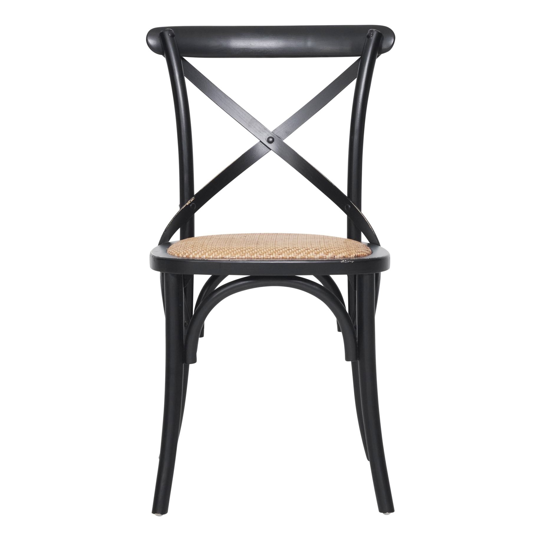Cristo Cross Back Chair in Weathered Black / Rattan