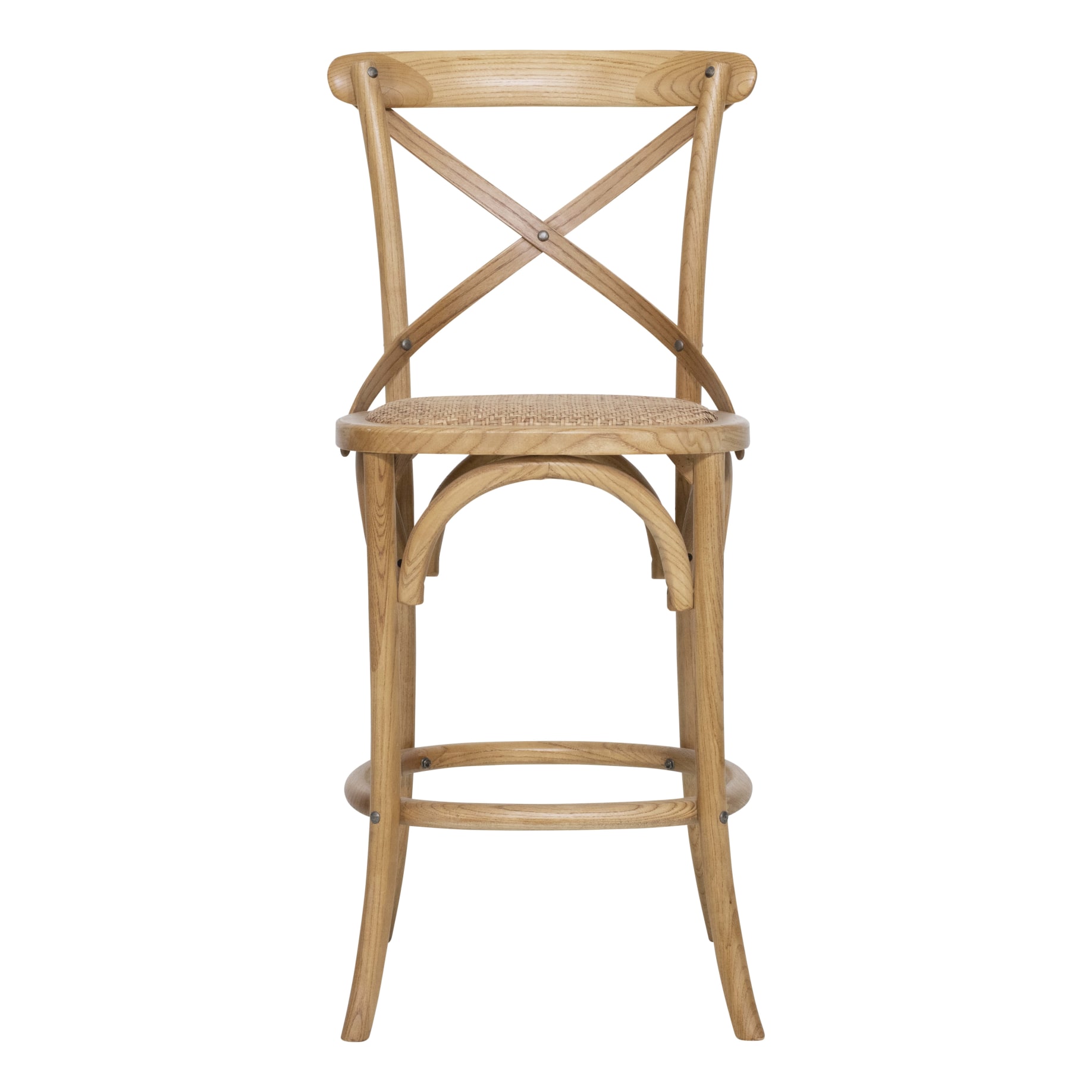Cristo Bar Chair in Natural Oak Stain / Rattan