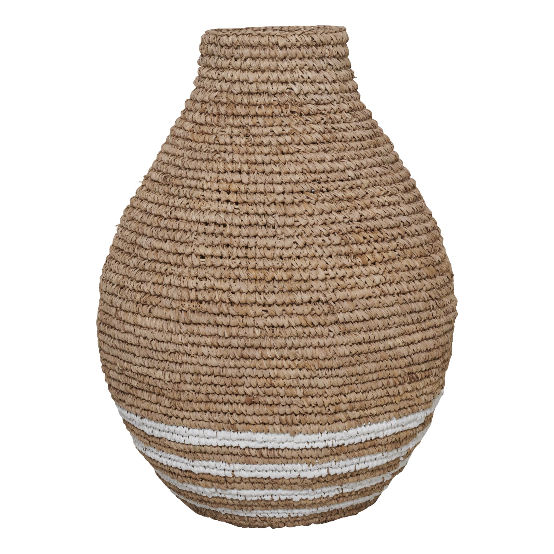 Curved Stripe Basket 43x60cm in Natural/White