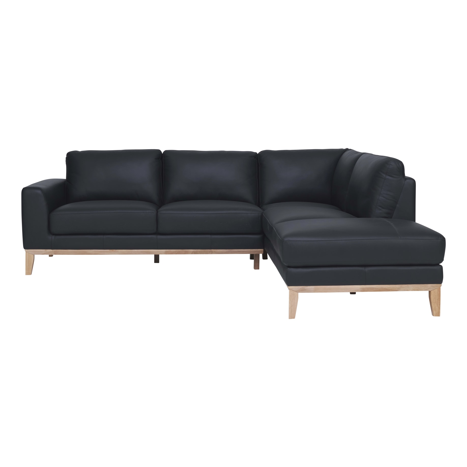 Dante 2.5 Seater Sofa + Chaise RHF in Leather Black