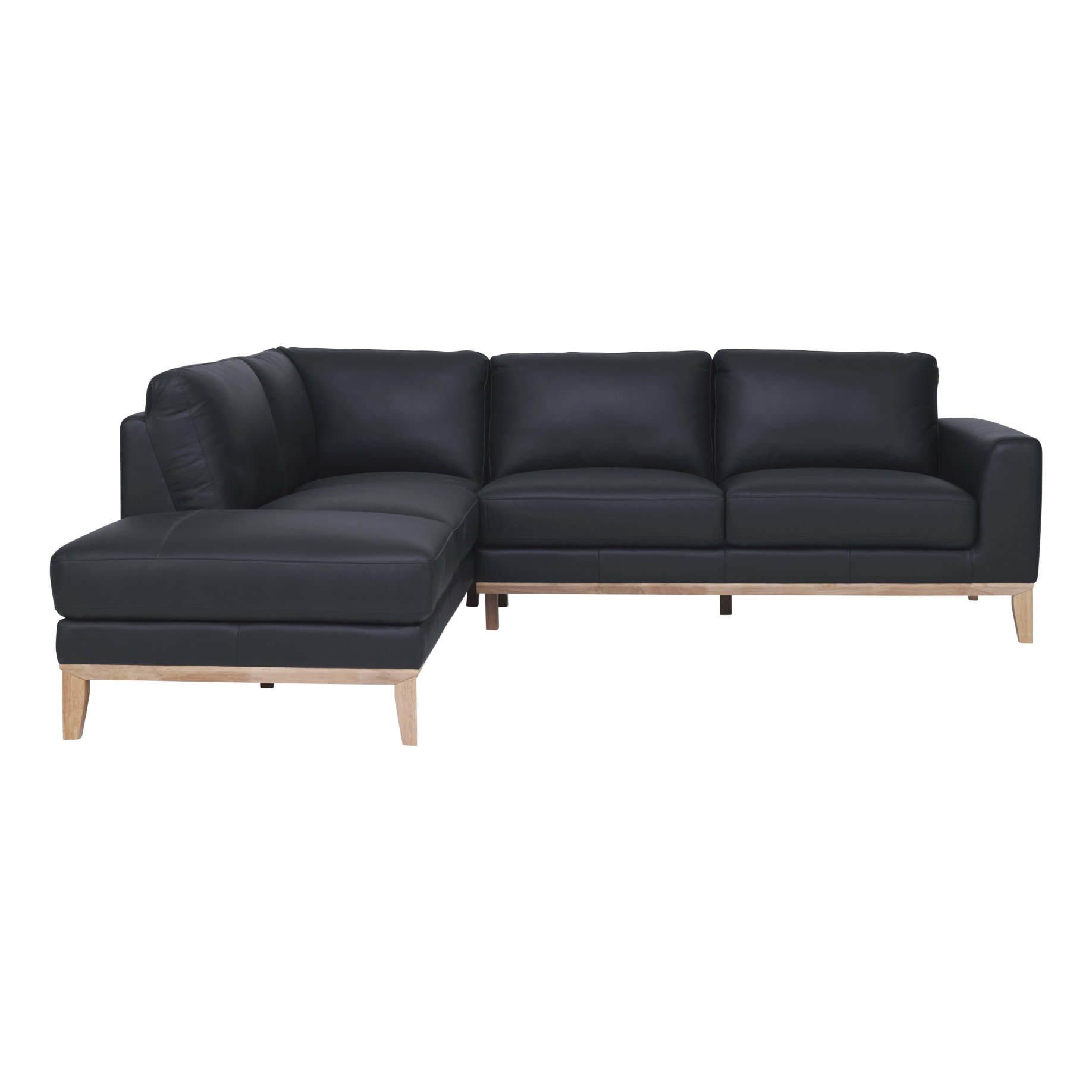 Dante 2.5 Seater Sofa + Chaise LHF in Leather Black