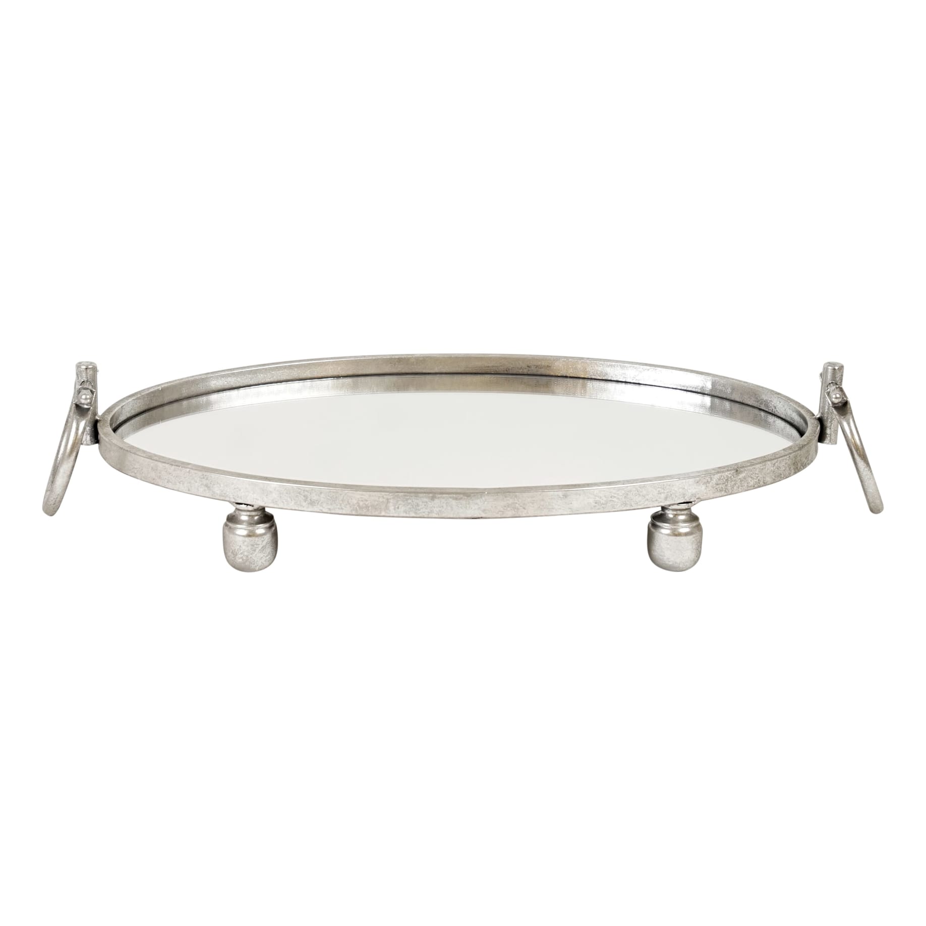 Dover Oval Mirror Tray 58.5x11cm in Silver