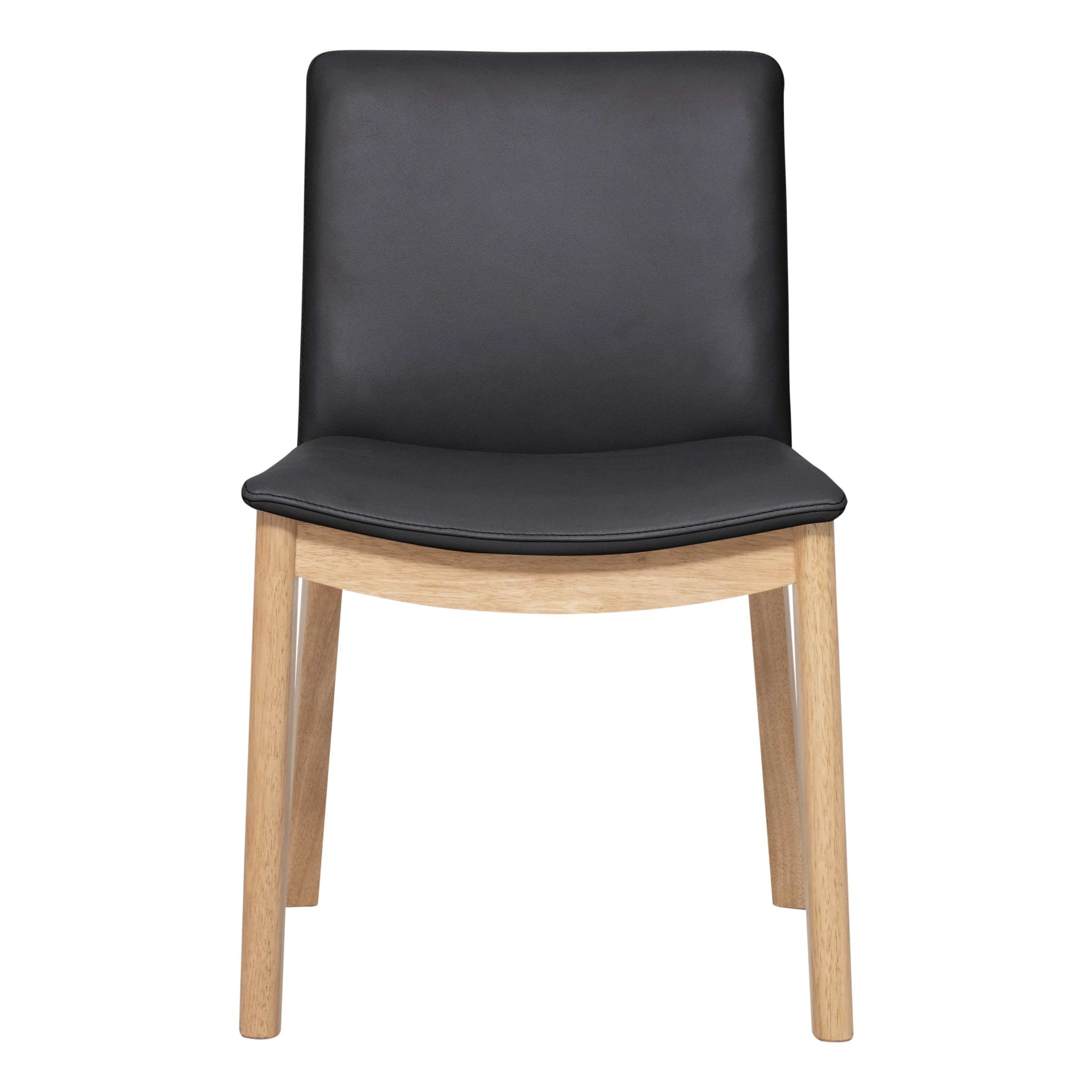 Everest Dining Chair in Black Leather / Oak Stain