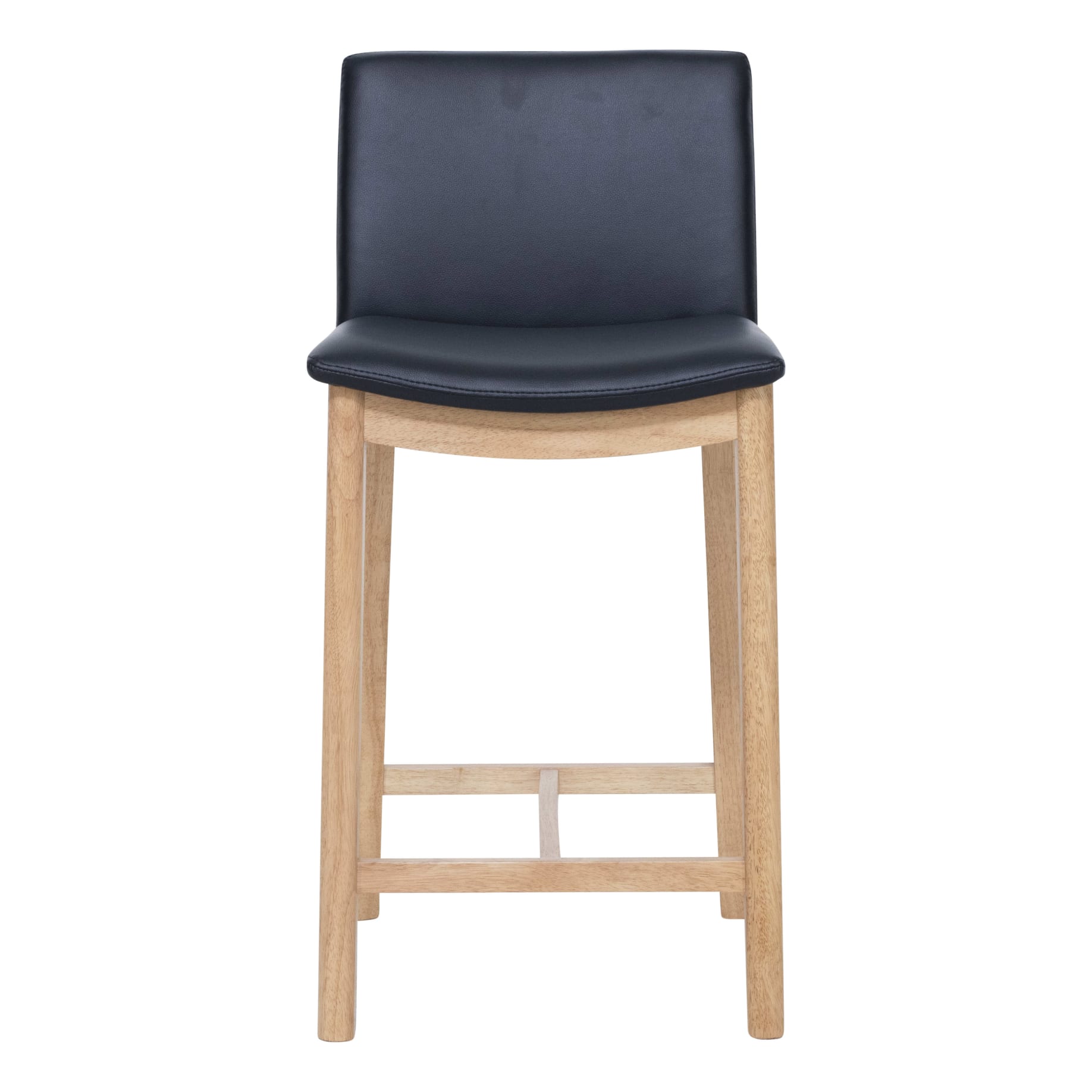 Everest Bar Chair in Leather Black / Oak Stain