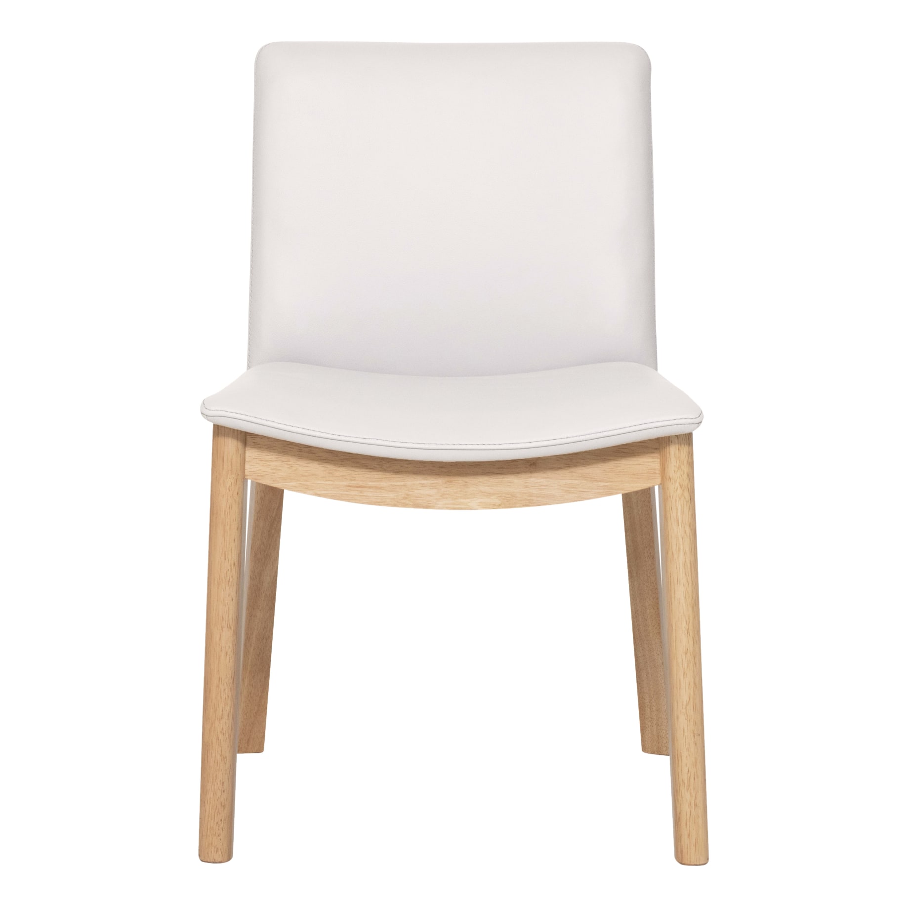 Everest Dining Chair in White Leather / Oak Stain