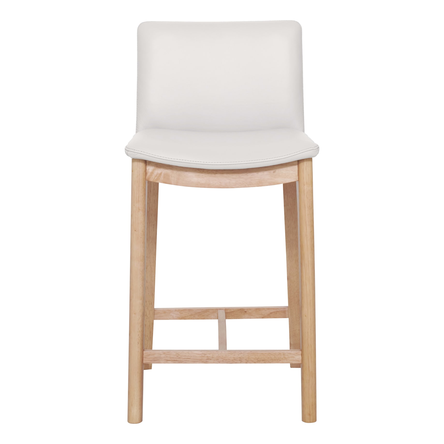 Everest Bar Chair in Leather White / Oak Stain