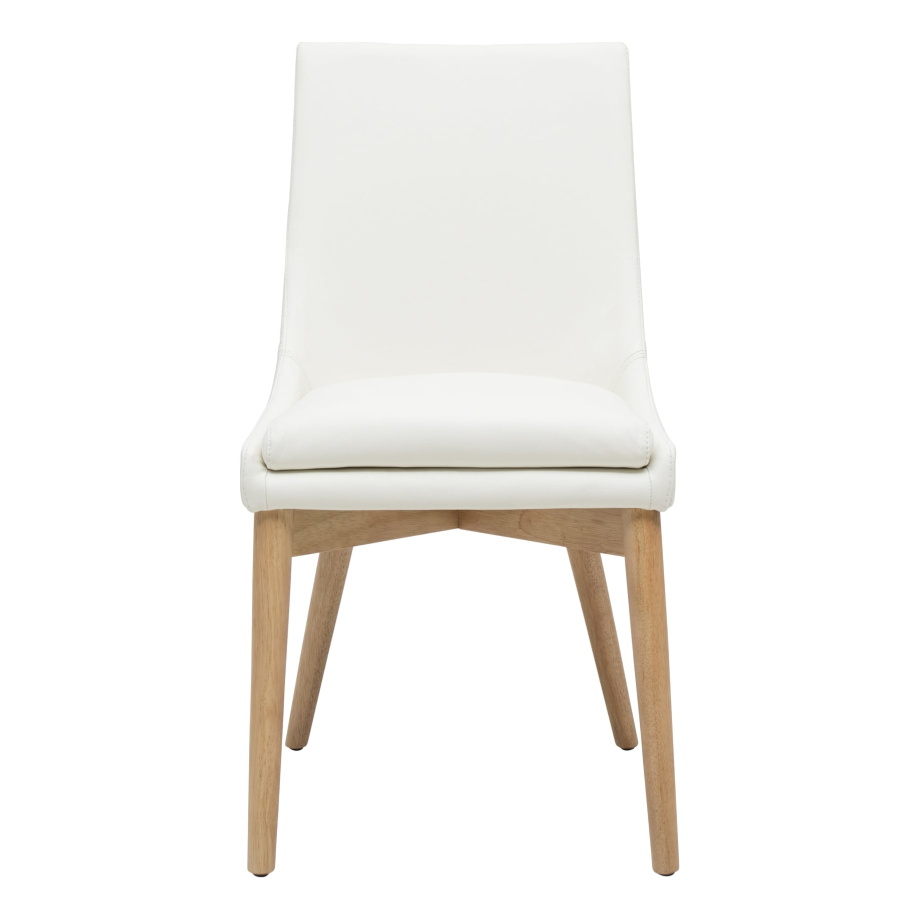 Highland Dining Chair in White Leather / Oak Stain