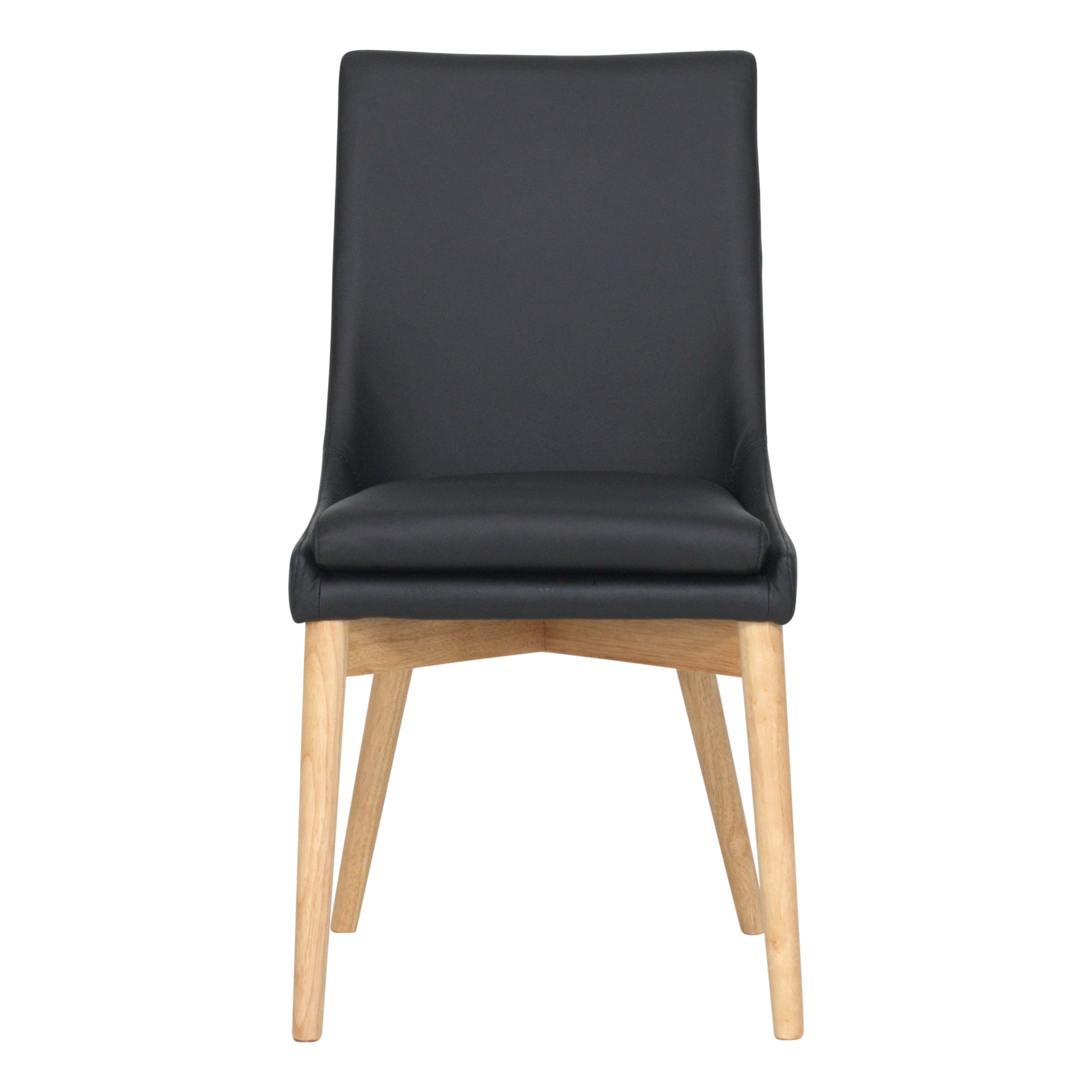 Highland Dining Chair in Black Leather / Oak Stain