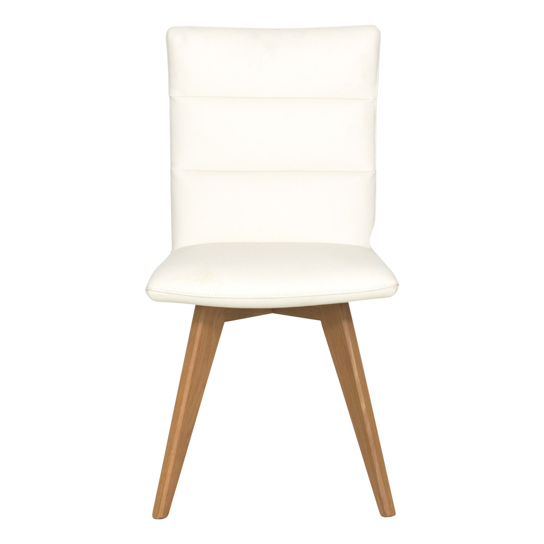 Hudson Dining Chair in White Leather/Oak Stain