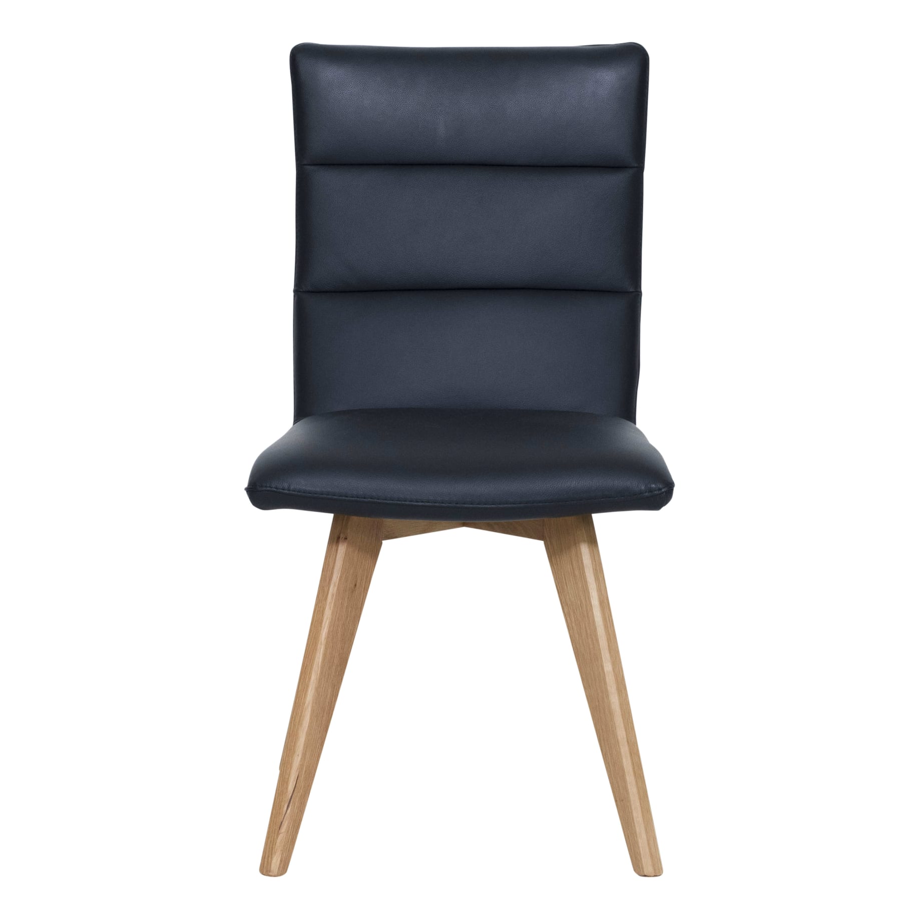 Hudson Dining Chair in Black Leather/Oak Stain