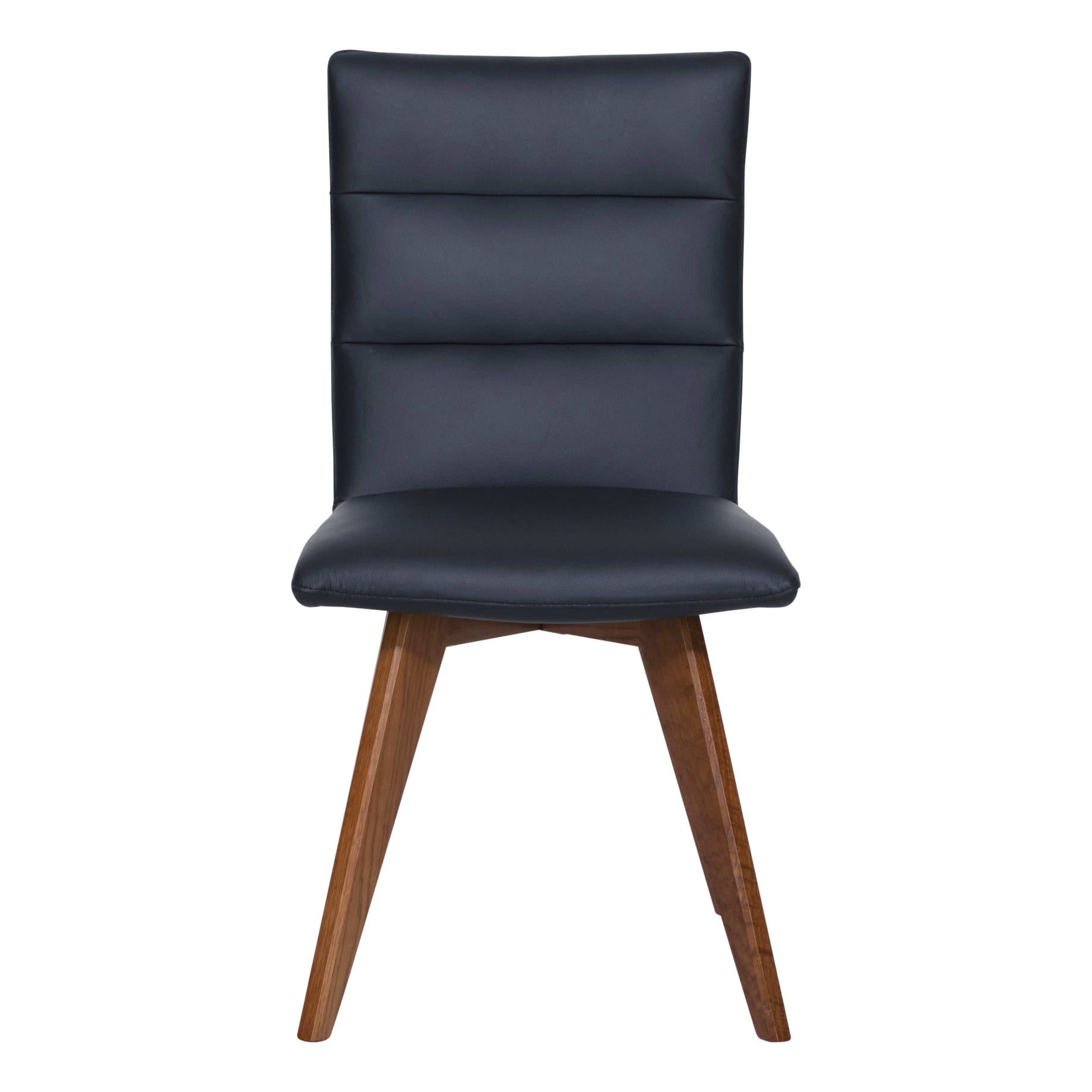 Hudson Dining Chair in Leather Black / Blackwood Stain