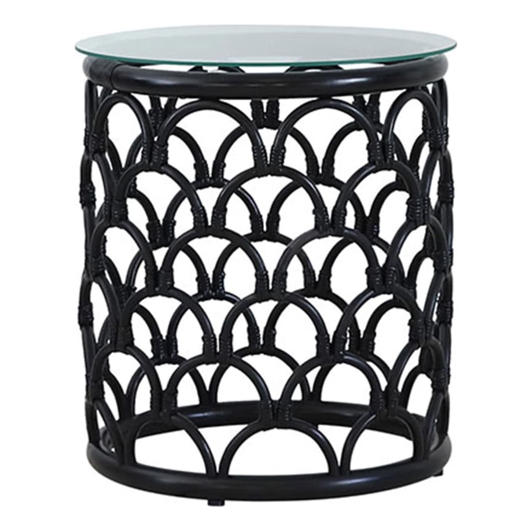 Lincoln Side Table in Black Rattan