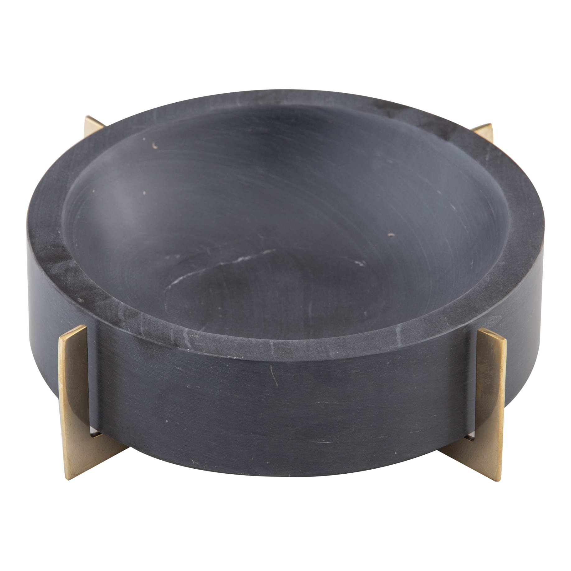 Luxuria Deco Bowl On Stand 20x5cm in Black/Brass