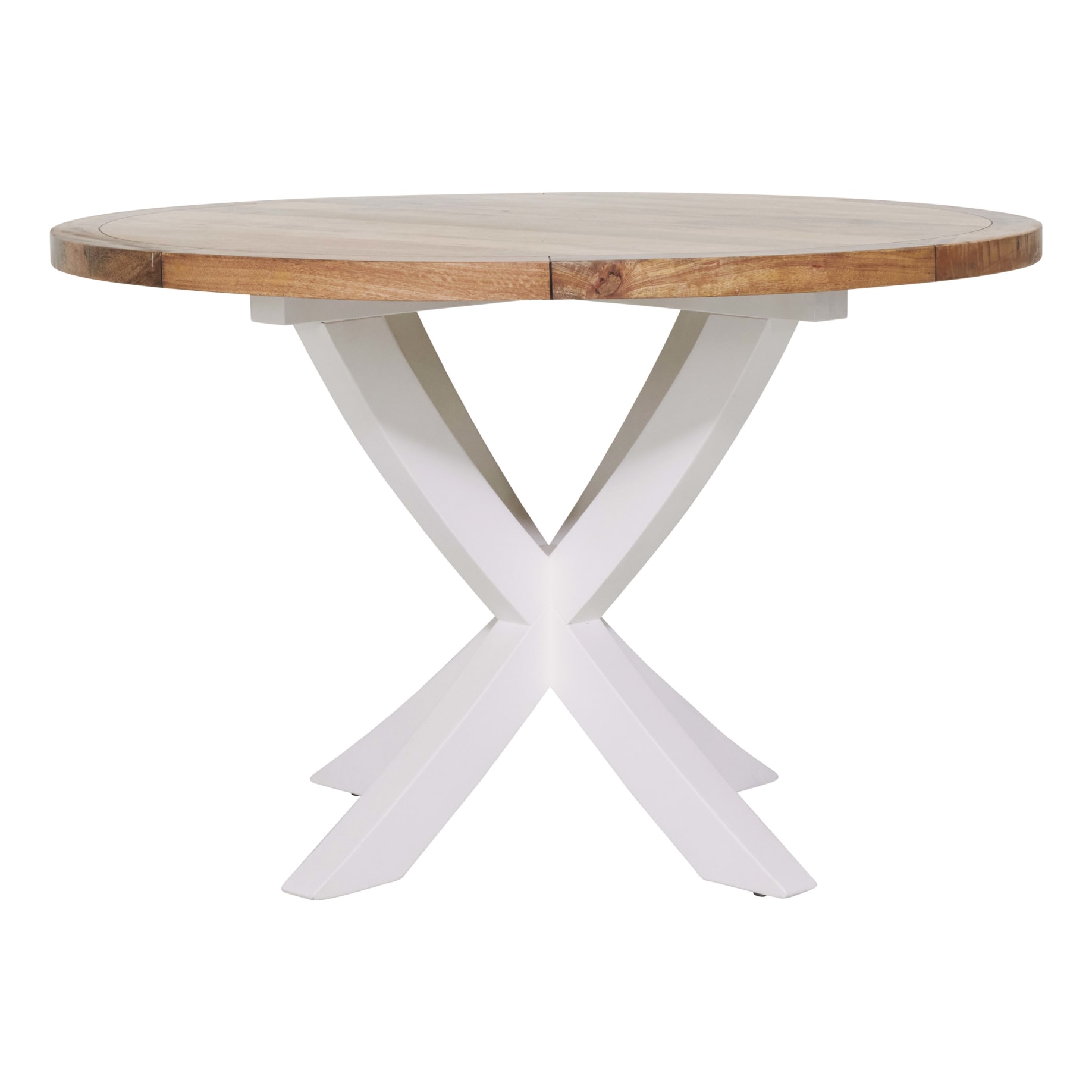 Mango Creek Round Dining Table 120cm in White / Clear Lacquer