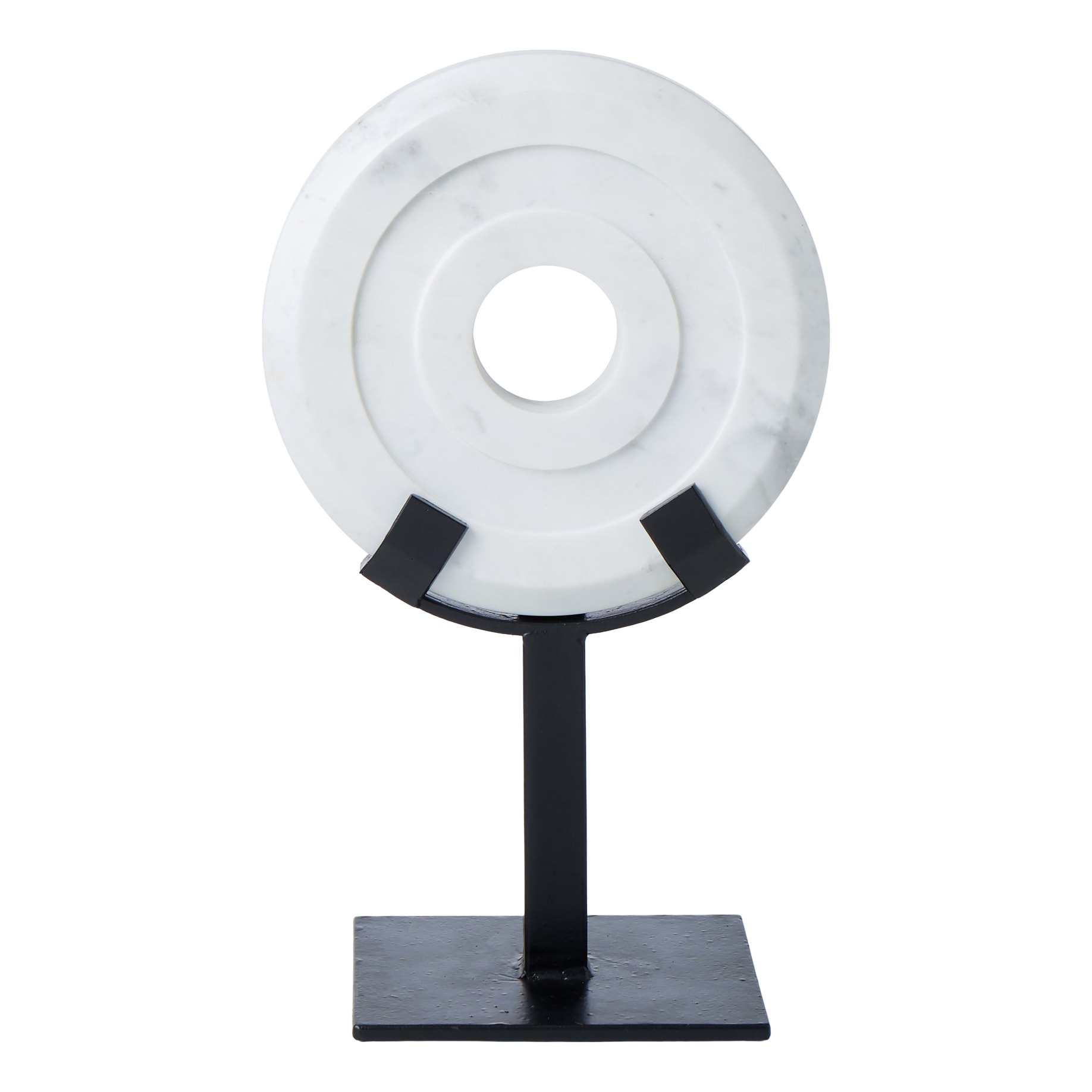 Marble and Metal Sculpture 22x37cm in White/Black