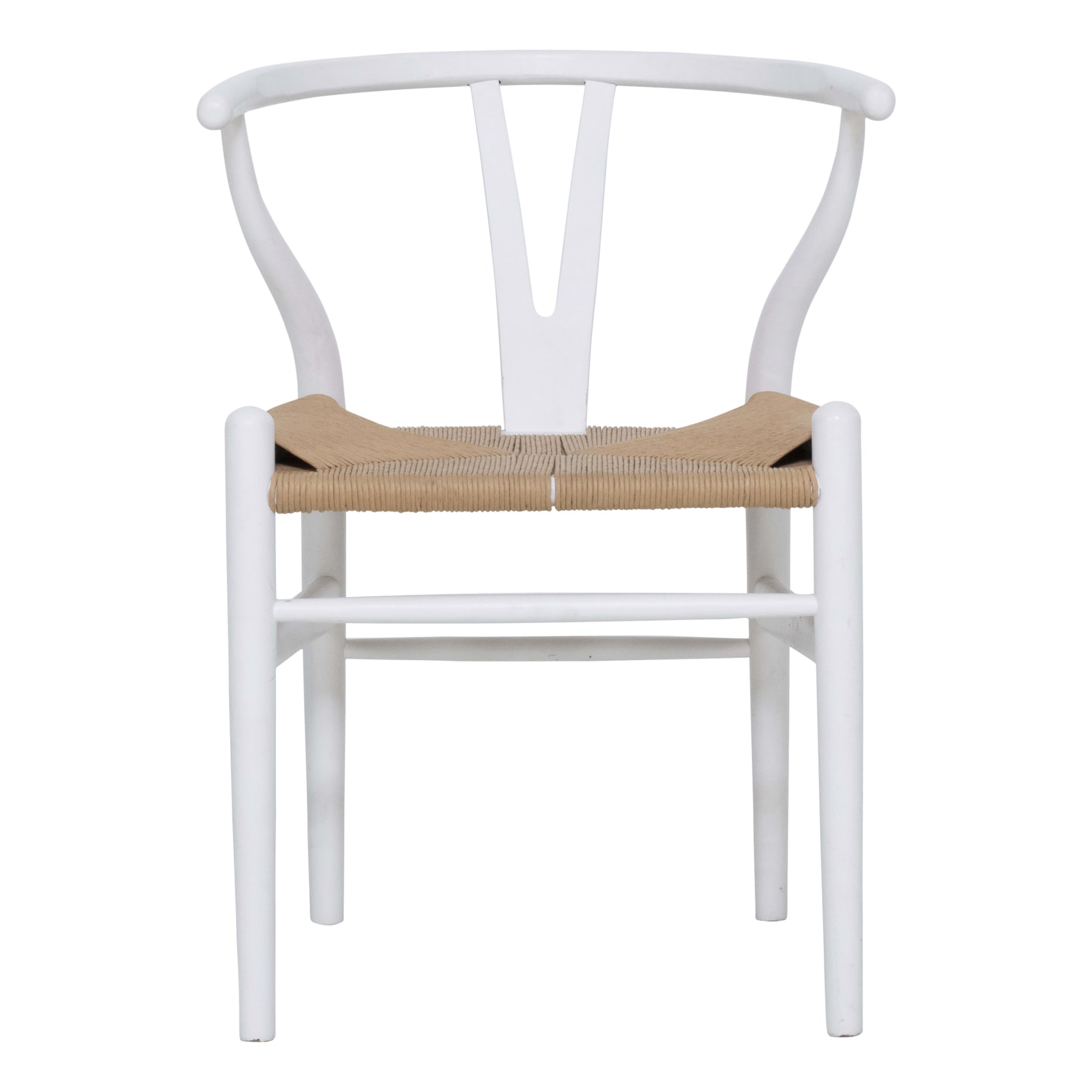 Megs Wishbone Dining Chair in White / Natural Seat