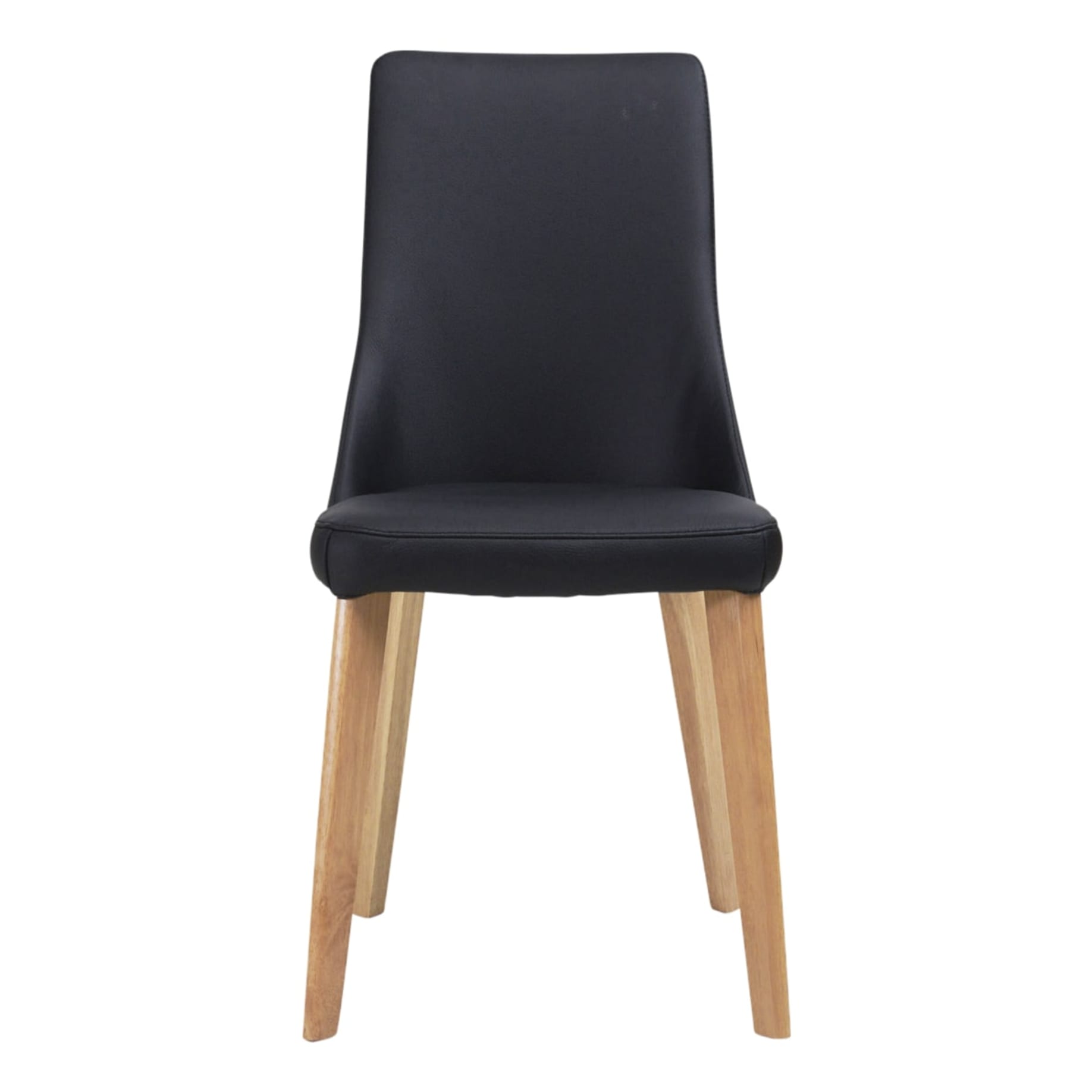 Panama Dining Chair in Black Leather/Oak Stain