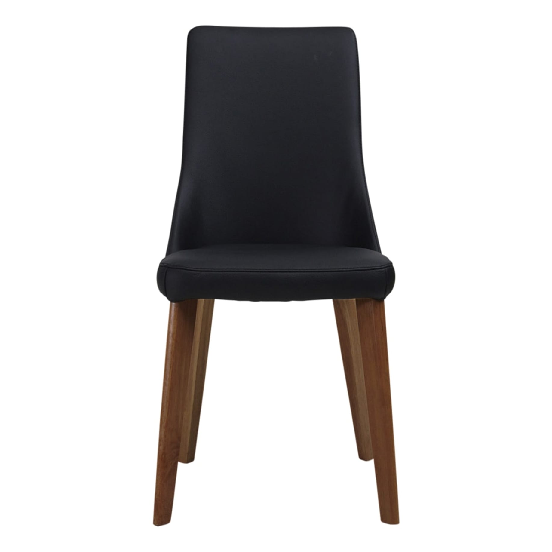Panama Dining Chair in Leather Black / Blackwood Stain