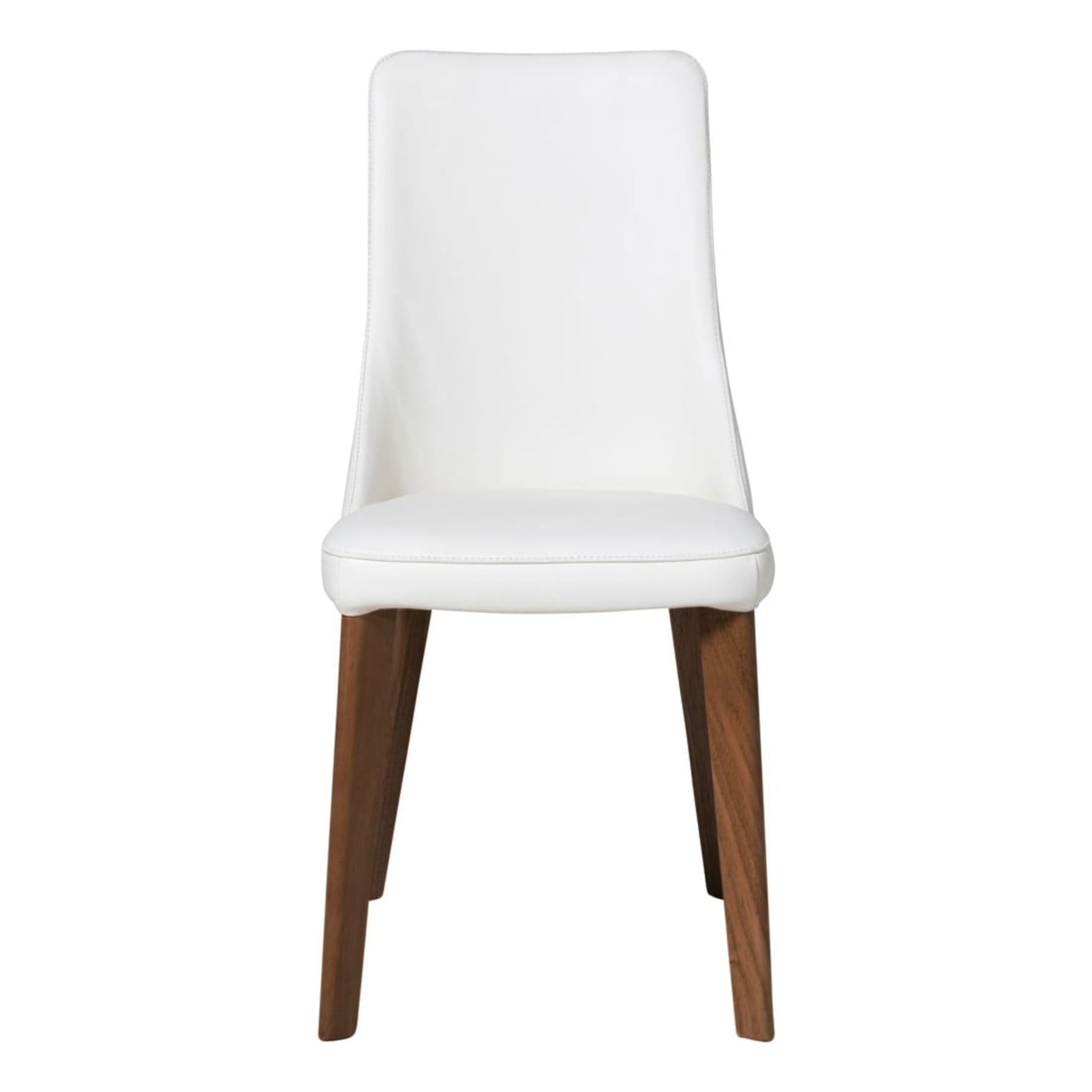 Panama Dining Chair in Leather Pure White / Blackwood Stain