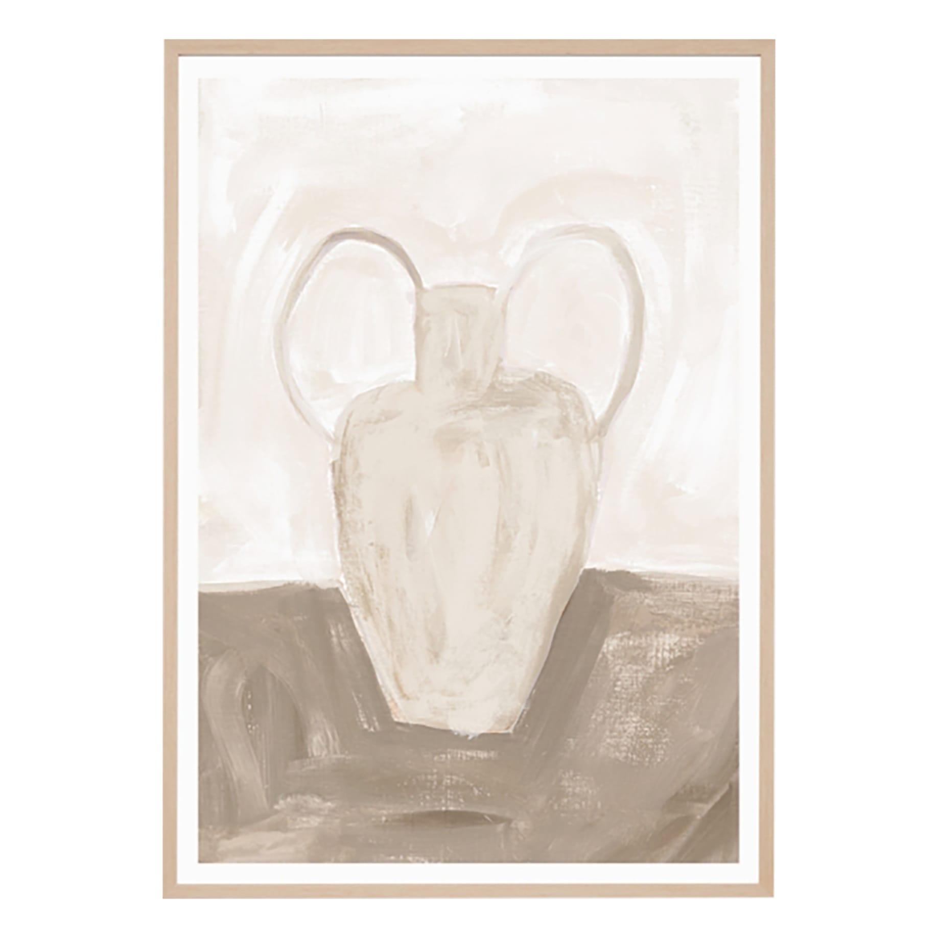 Painterly Vase Sand 1 Framed Print in 45x62cm