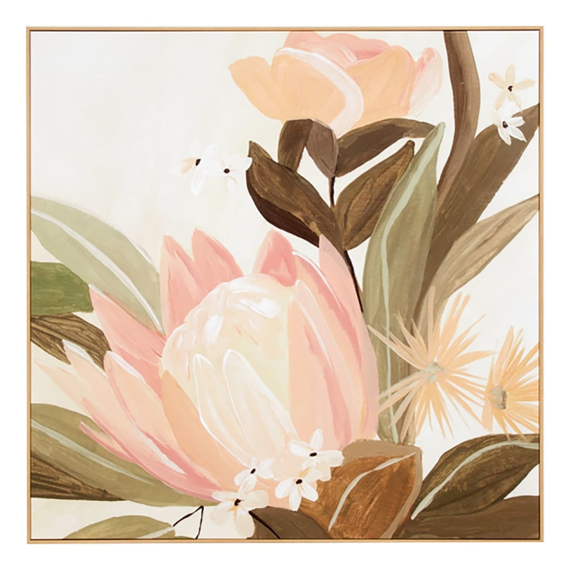 Painterly Wildflower Blush 2 Canvas in 100x100cm