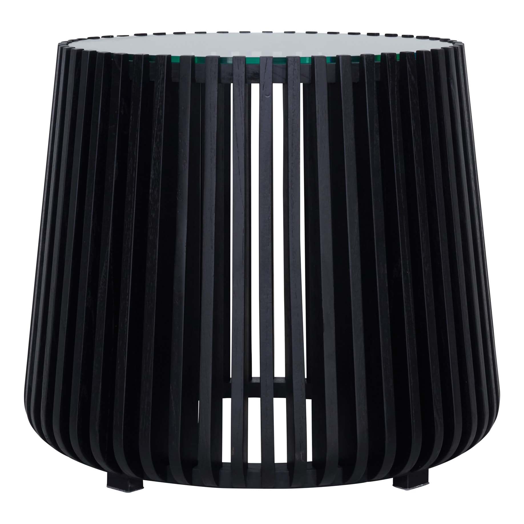 Pila Round Side Table 60cm in Black / Glass