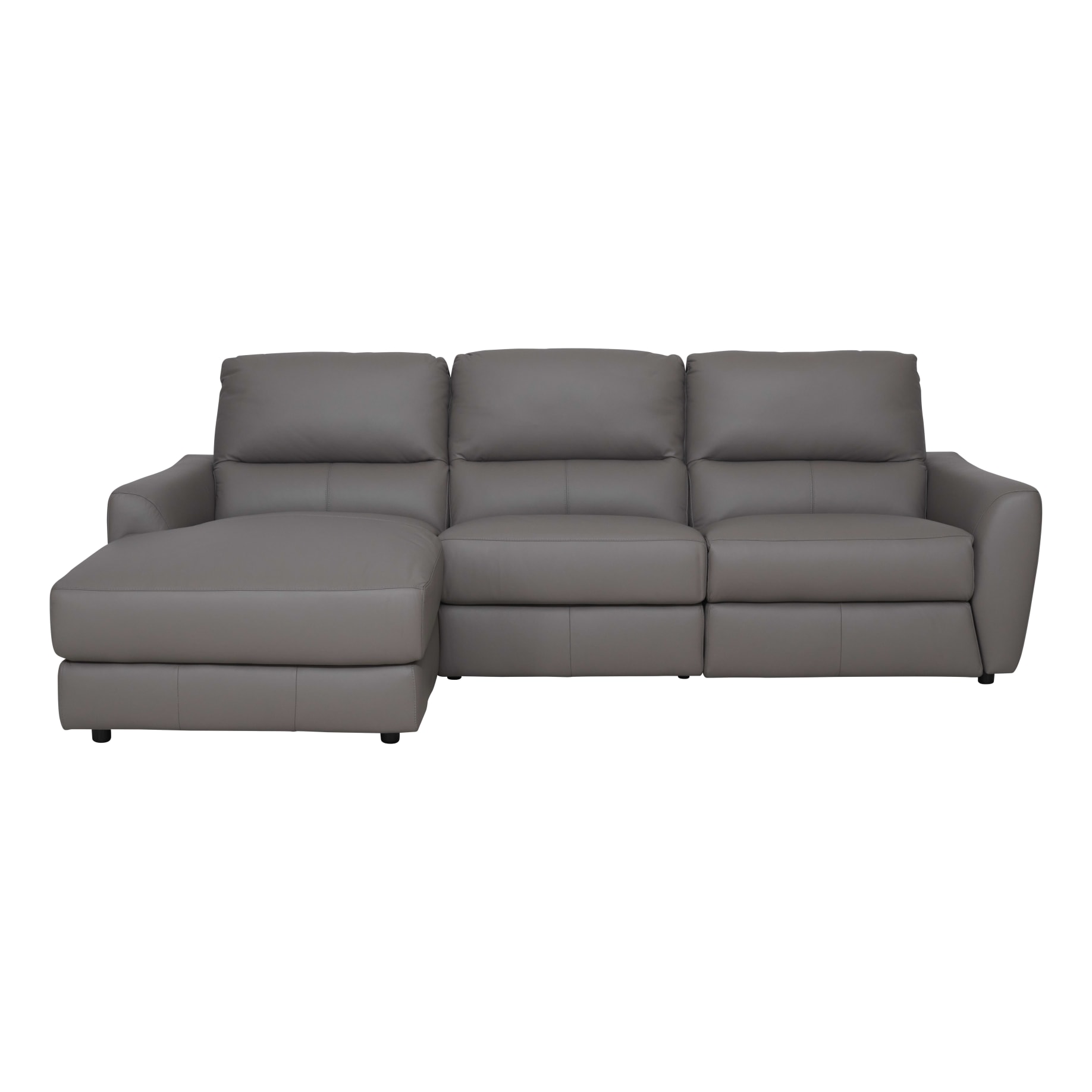Portland 3 Seater Recliner Sofa + Chaise LHF in Leather Grey