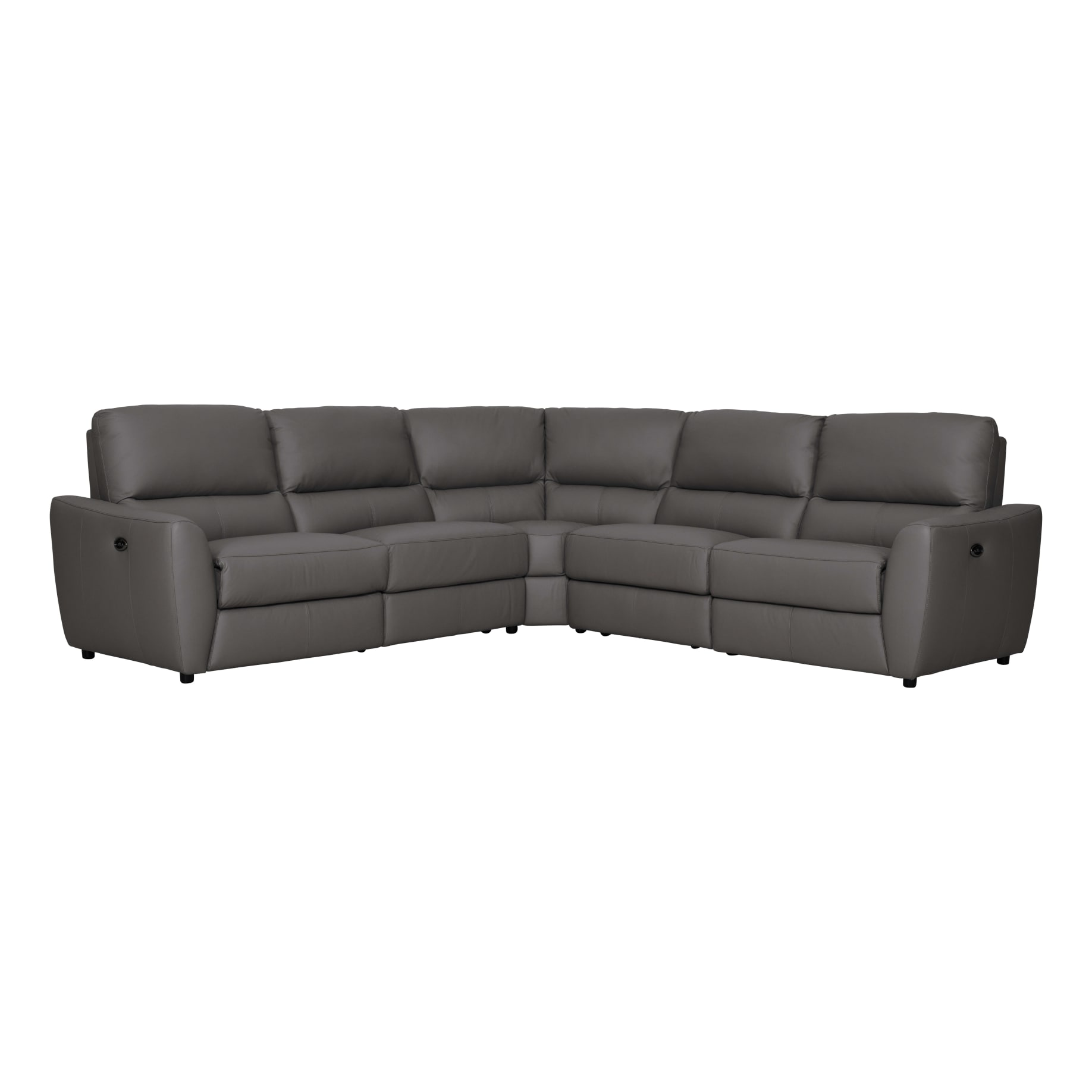 Portland Modular Sofa with 2 Recliners in Leather Dark Grey