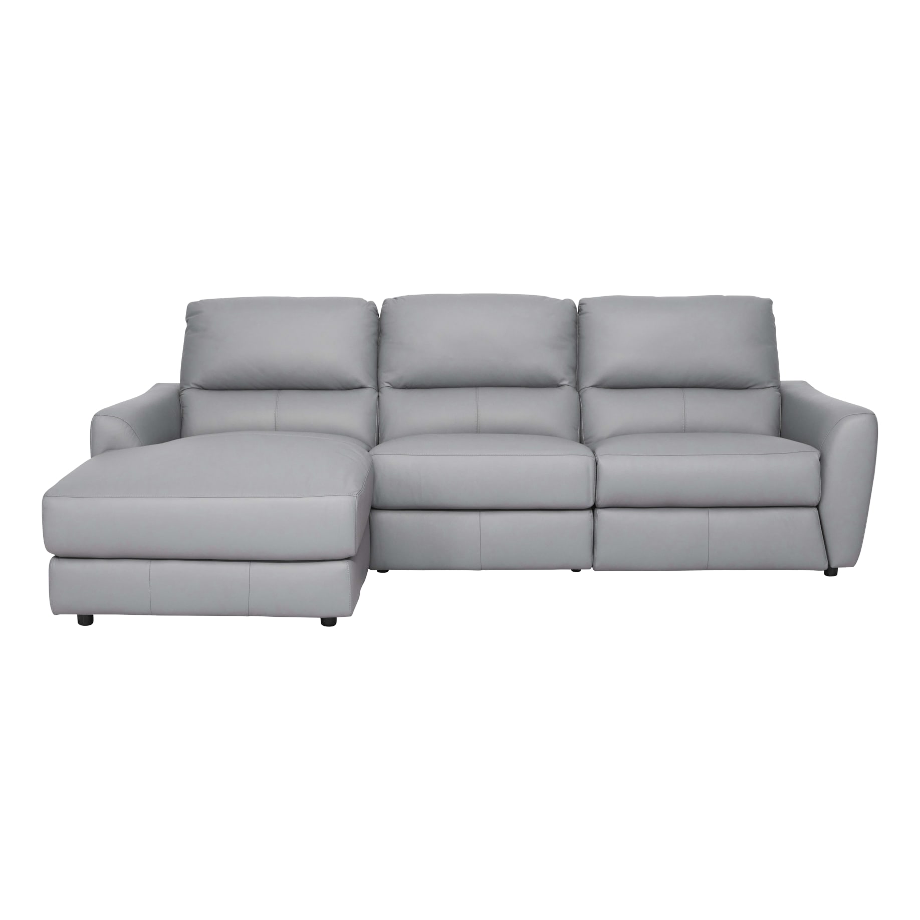 Portland 3 Seater Recliner Sofa + Chaise LHF in Leather Pewter