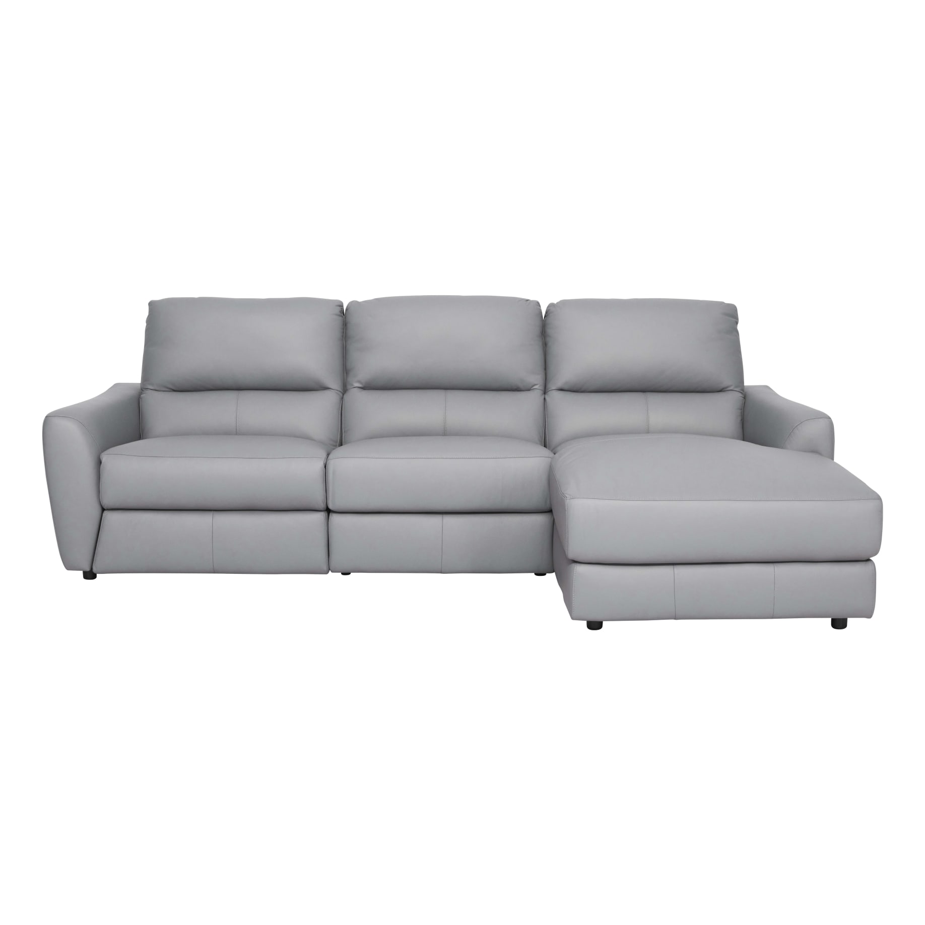 Portland 3 Seater Recliner Sofa + Chaise RHF in Leather Pewter