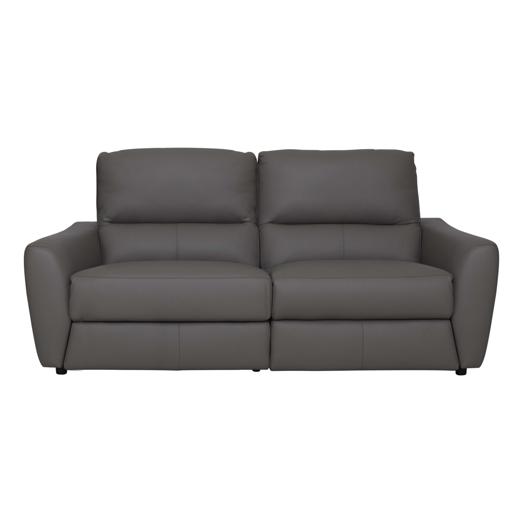 Portland 2 Seater Recliner Sofa in Leather Dark Grey