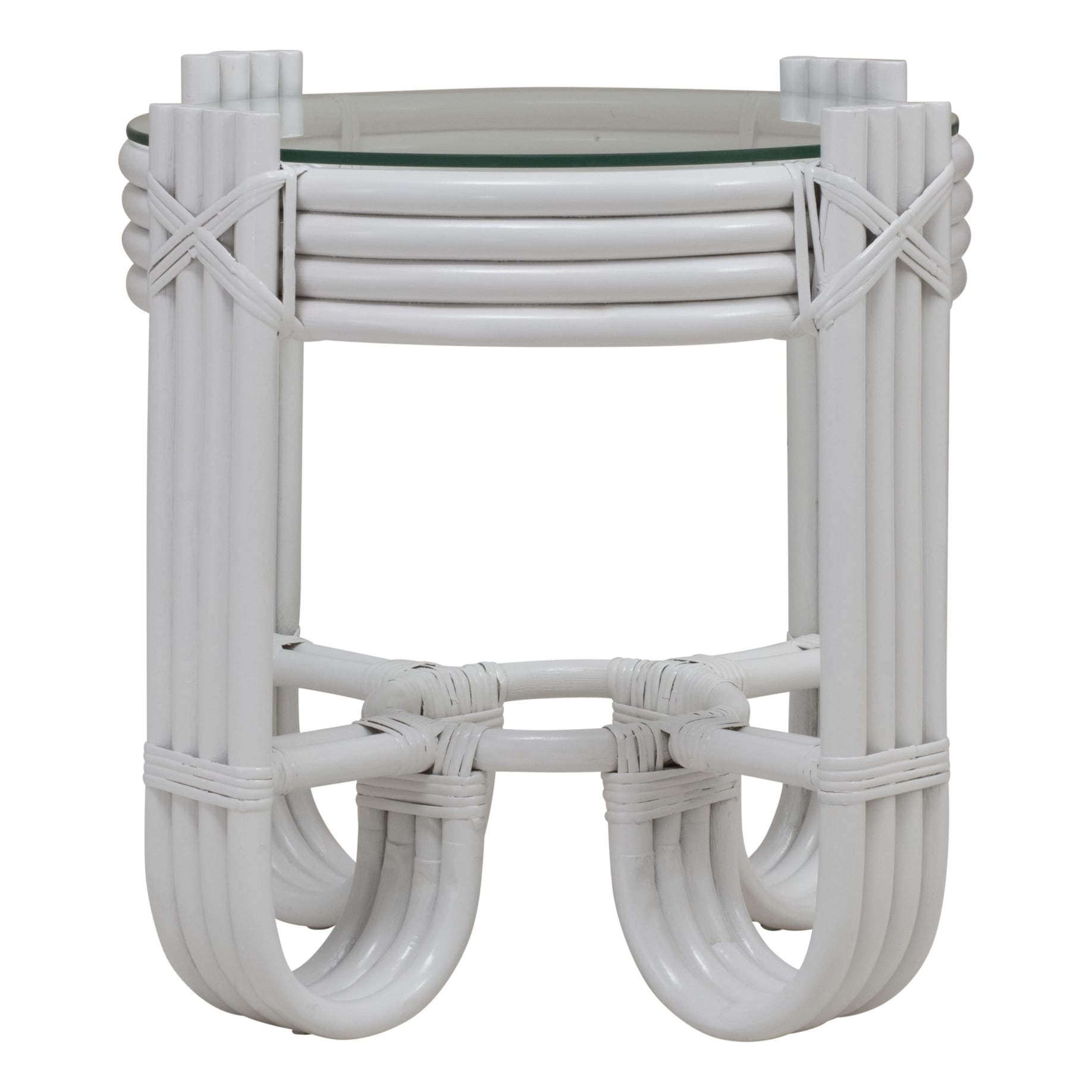 Raffles Round Side Table 59cm in Rattan White