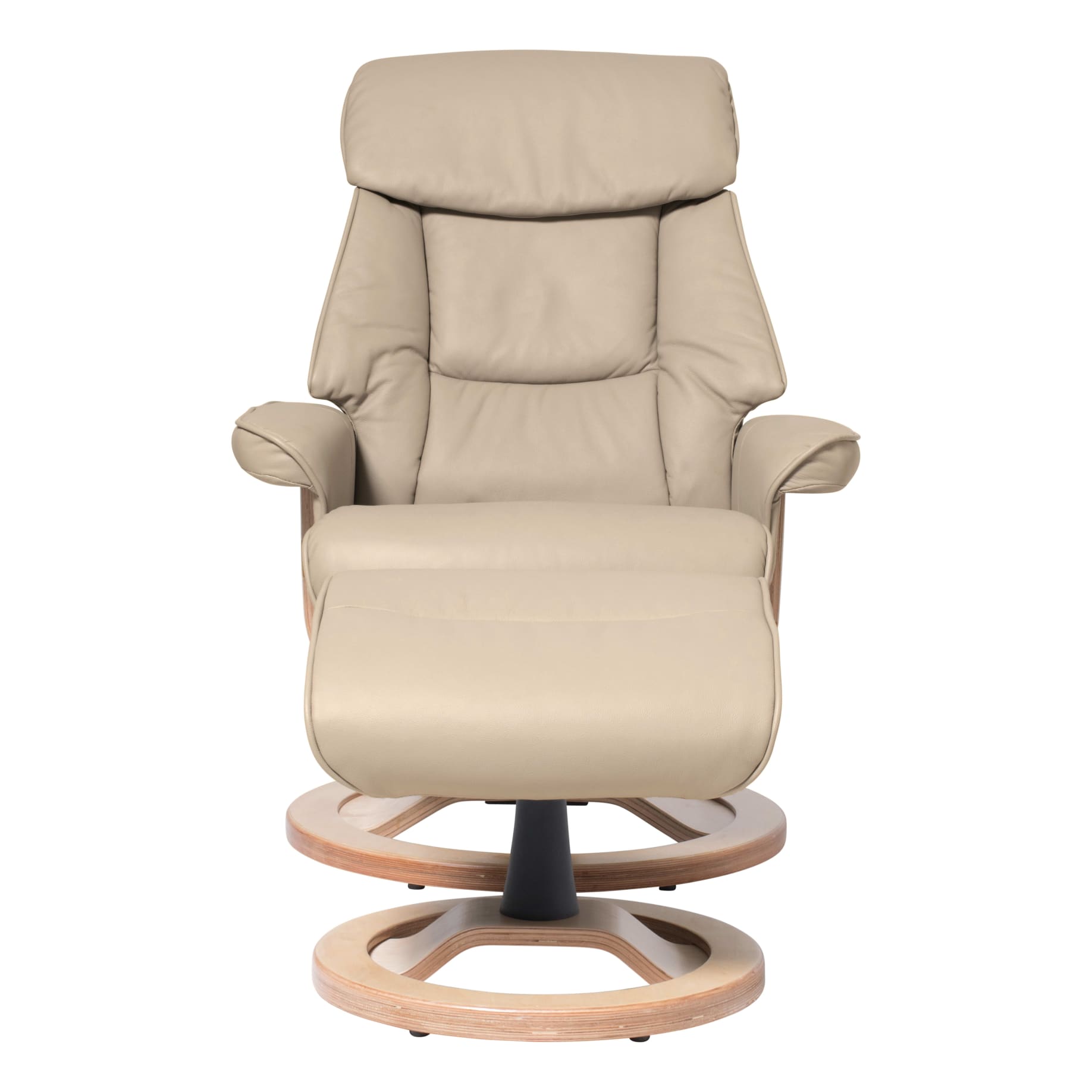 Reggie Recliner Chair + Ottoman  in Almond / Natural Leg