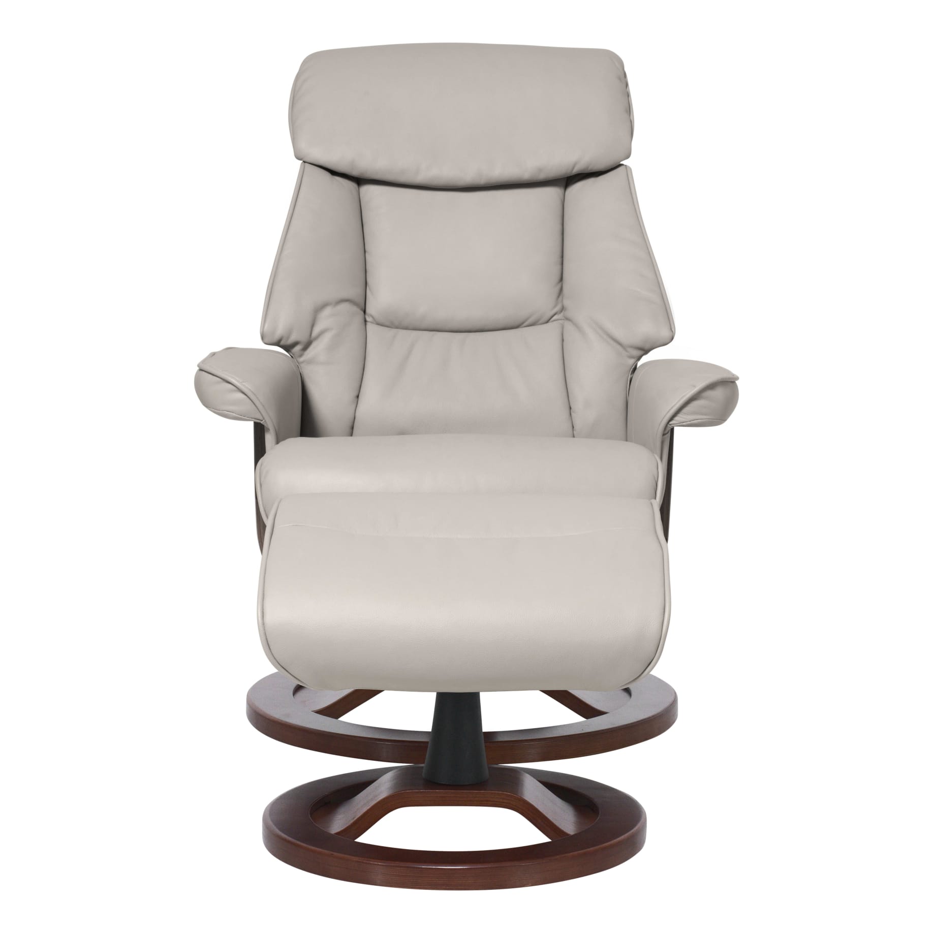 Reggie Recliner Chair + Ottoman in Grey / Chocolate Leg