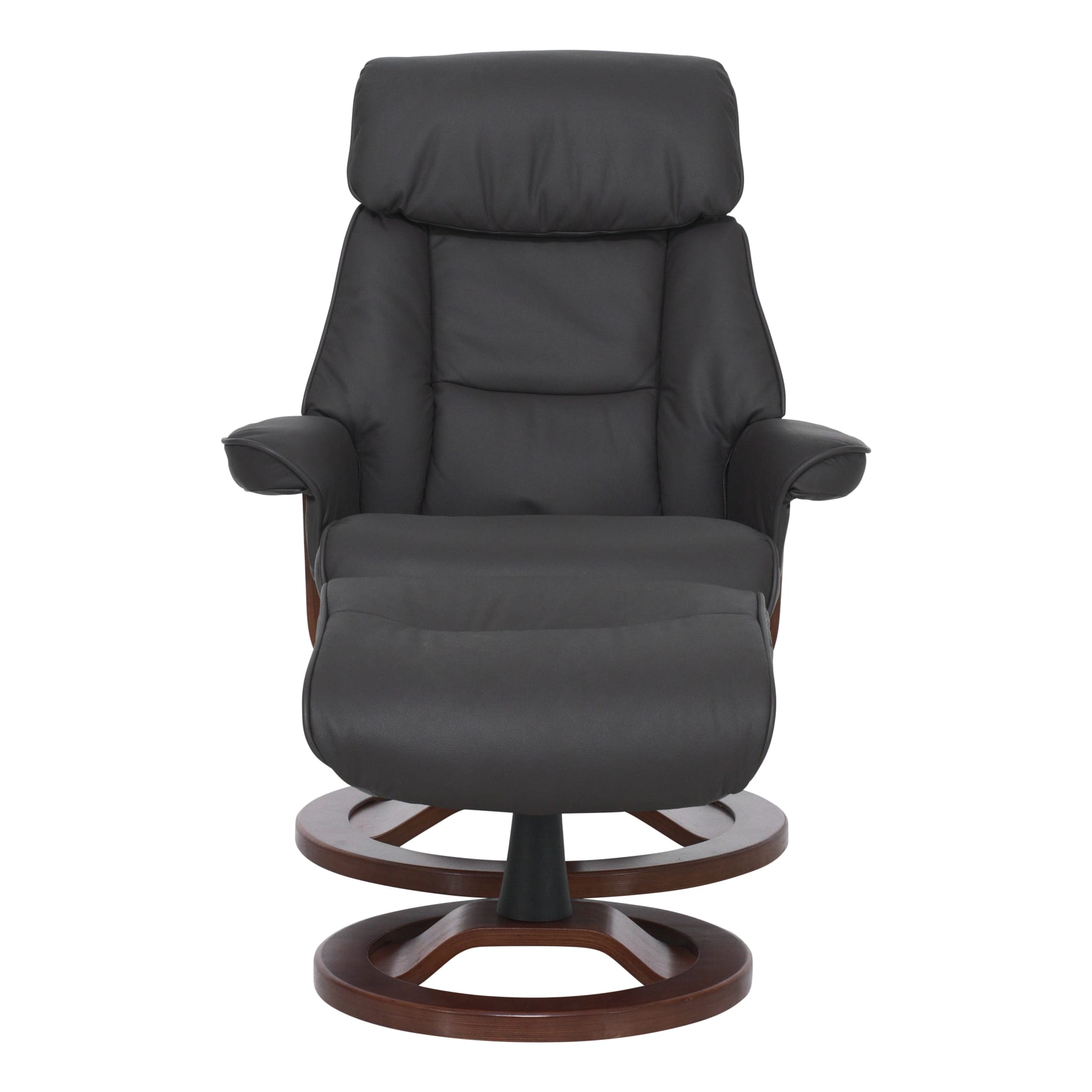 Reggie Recliner + Ottoman in Charcoal/Chocolate