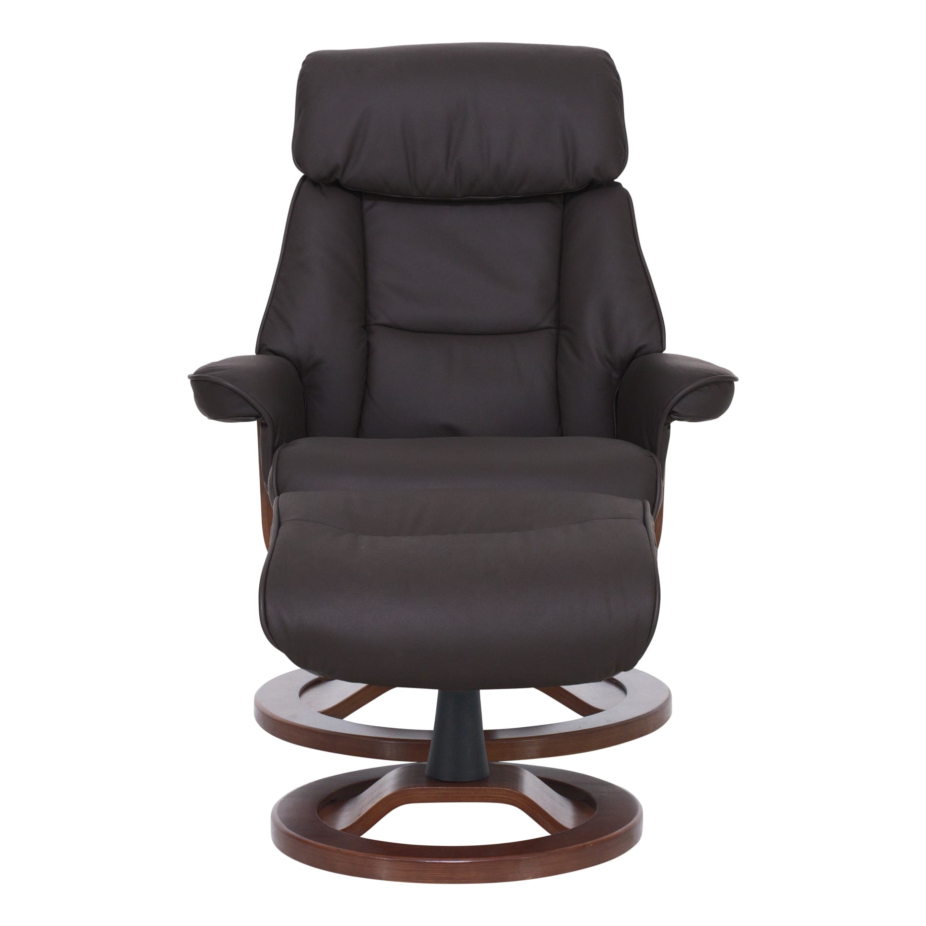 Reggie Recliner Chair + Ottoman  in Chocolate / Chocolate Leg