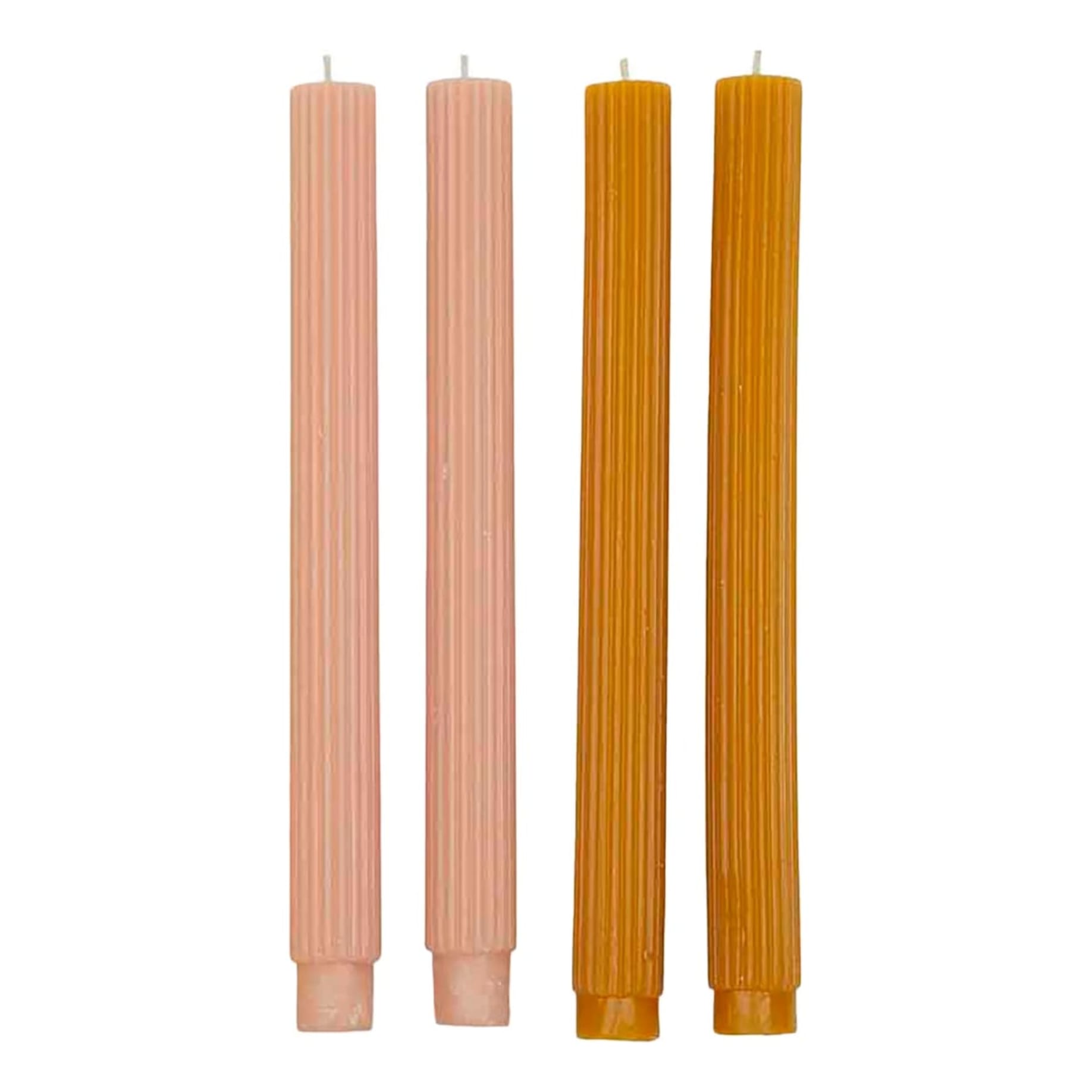 Ribbed Candles Set of 4 in Shades of Sand